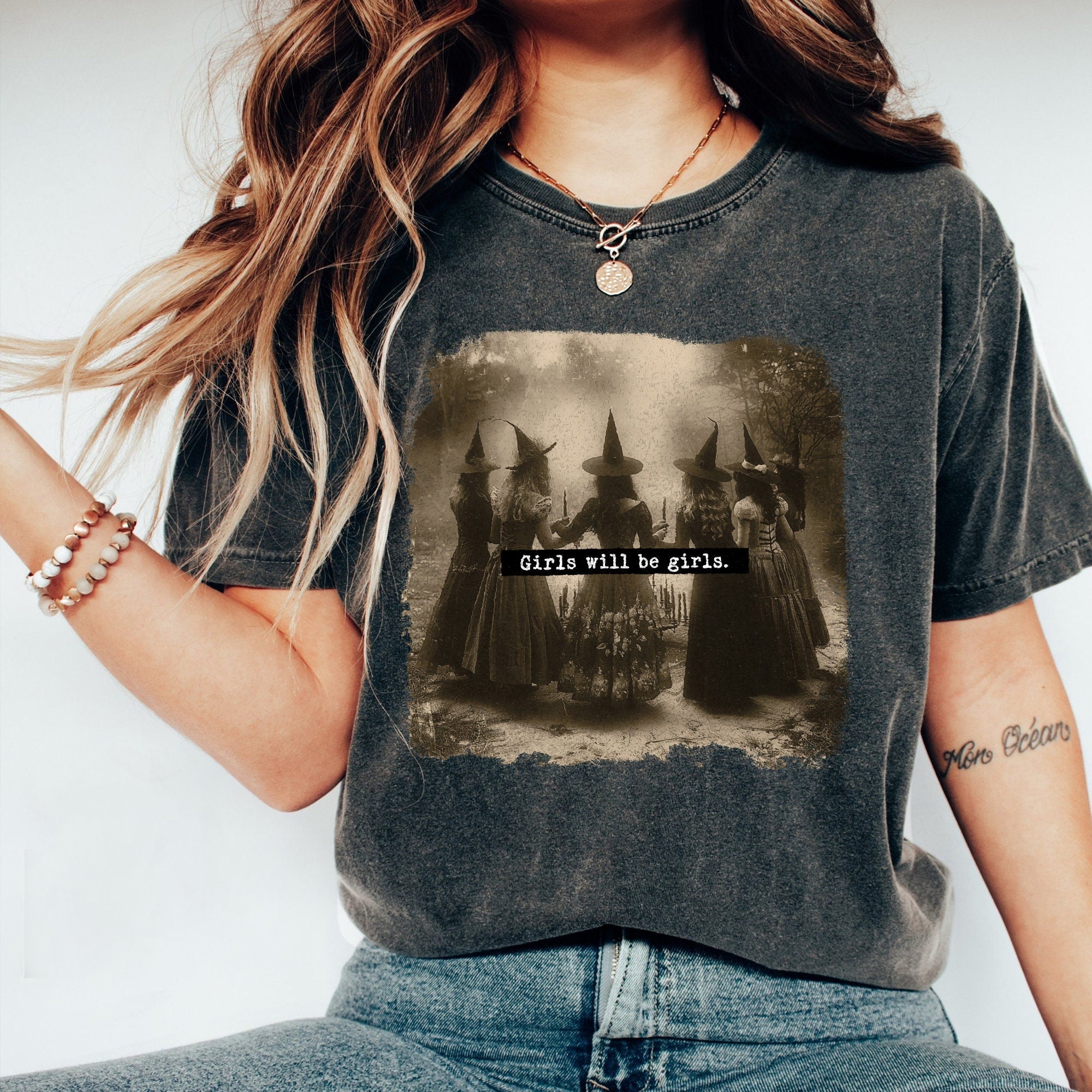 Girls Will Be Girls Witch Comfort Colors Shirt, Feminist Witch Shirt, Female Feminism Shirt, Girl Power Shirt, Halloween Shirt, Witchy Shirt HW2607 19