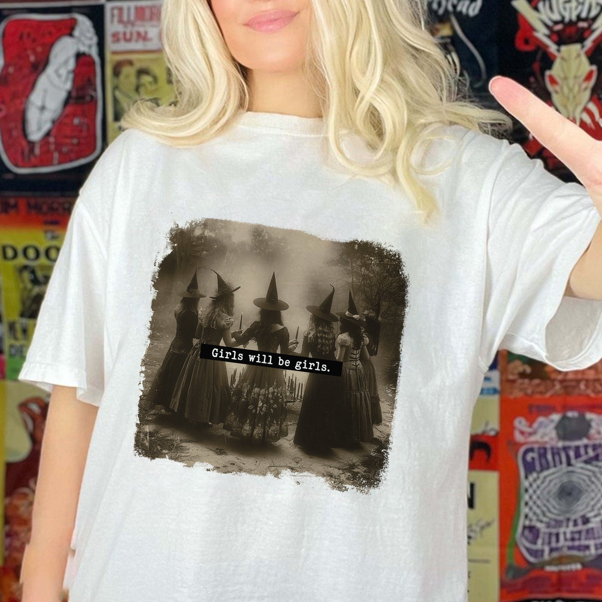 Girls Will Be Girls Witch Comfort Colors Shirt, Feminist Witch Shirt, Female Feminism Shirt, Girl Power Shirt, Halloween Shirt, Witchy Shirt HW2607 19