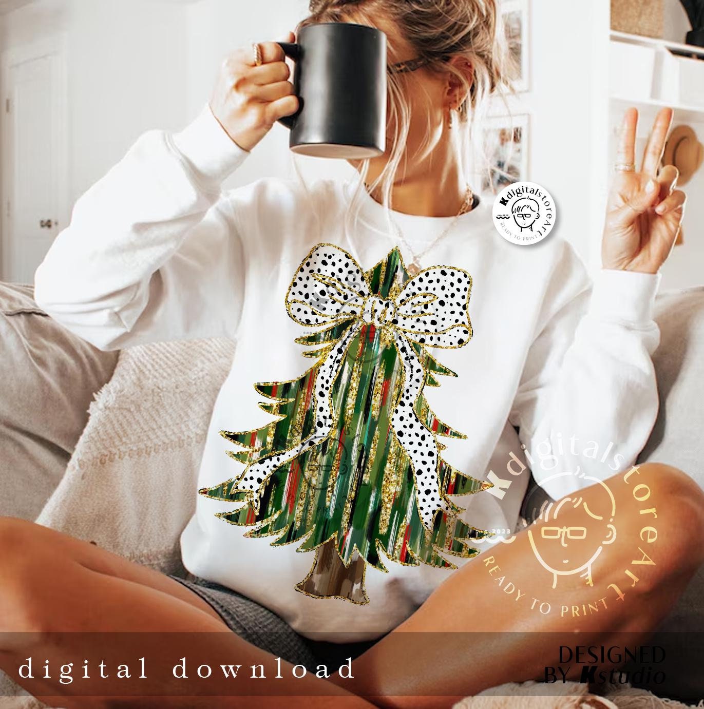 Glitter Colorful Christmas Tree Png, Christmas Bow Png, Tree Farm Fresh Png Design,Sparkle Christmas Tree Png,Christmas Sublimation Download SCU