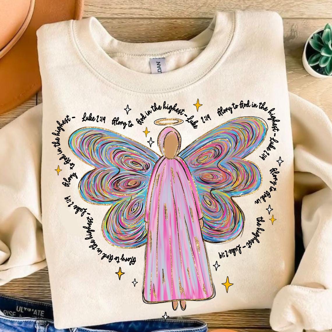 Glory to God PNG, Angel God Png, Jesus Christmas Bright Color Png, Glitter Faith, Christian Christmas Sublimation, Hand Drawn God Png SCU