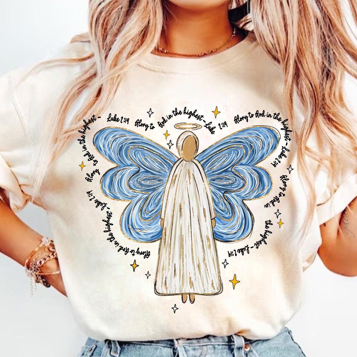 Glory to God PNG, Angel God Png, Jesus Christmas Png, Glitter Faith, Christian Christmas Sublimation Download, Hand Drawn God Png SCU