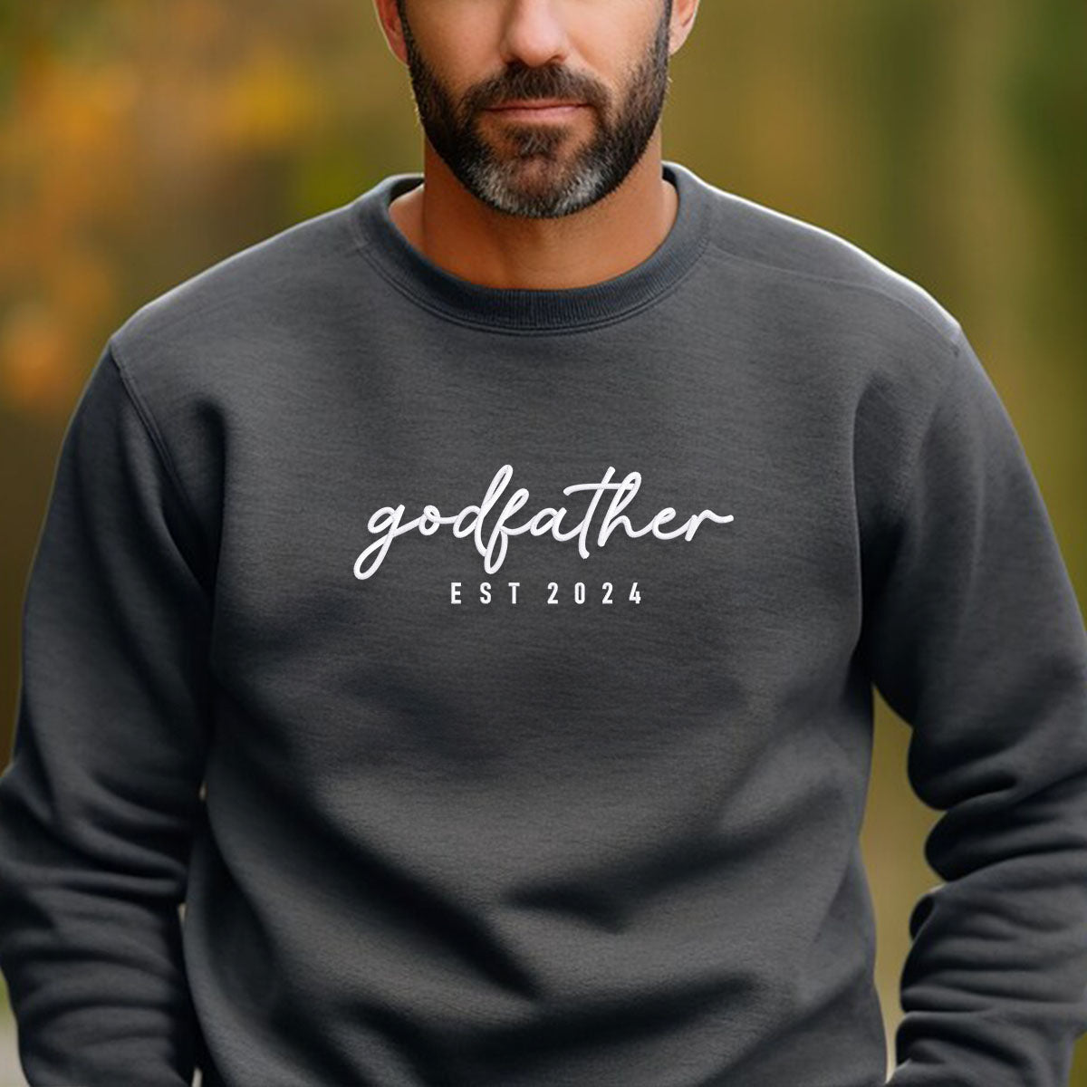 Personalized Hoodies for Dads, Godfather Hoodie or Sweatshirt with Name of Child, Dad EST 2024 Crewneck embroidered em4
