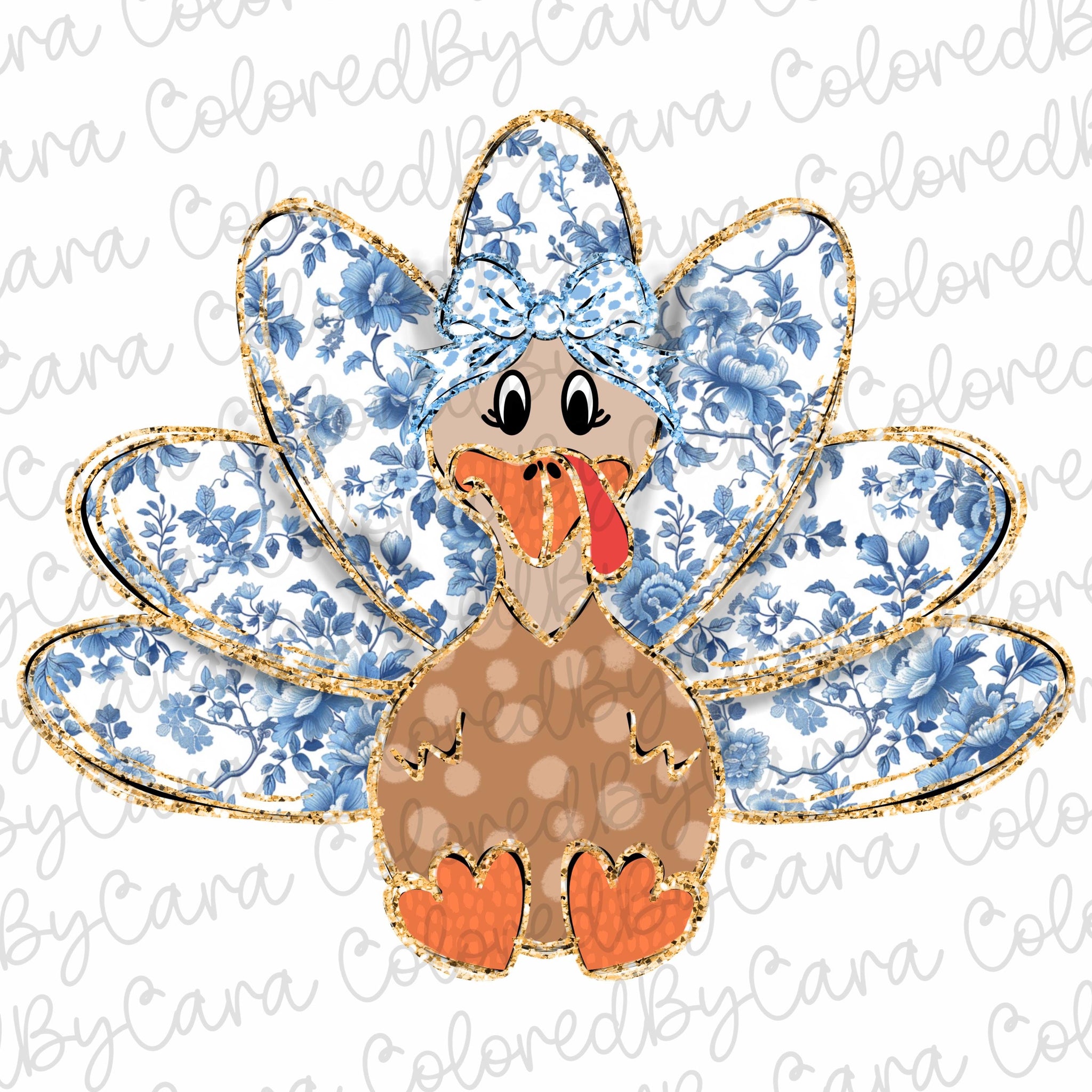 Grand millennial Coquette gold glitter turkey png girls fall turkey design dtf Halloween girls fall png kids fall design bow brushstroke SCU