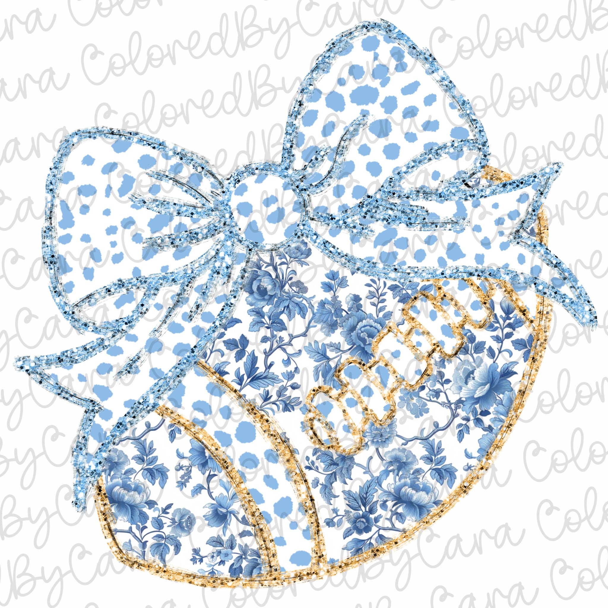 Grand millennial football Coquette gold glitter football png girls fall football design dtf girls fall png design bow brushstroke Dalmatian SCU