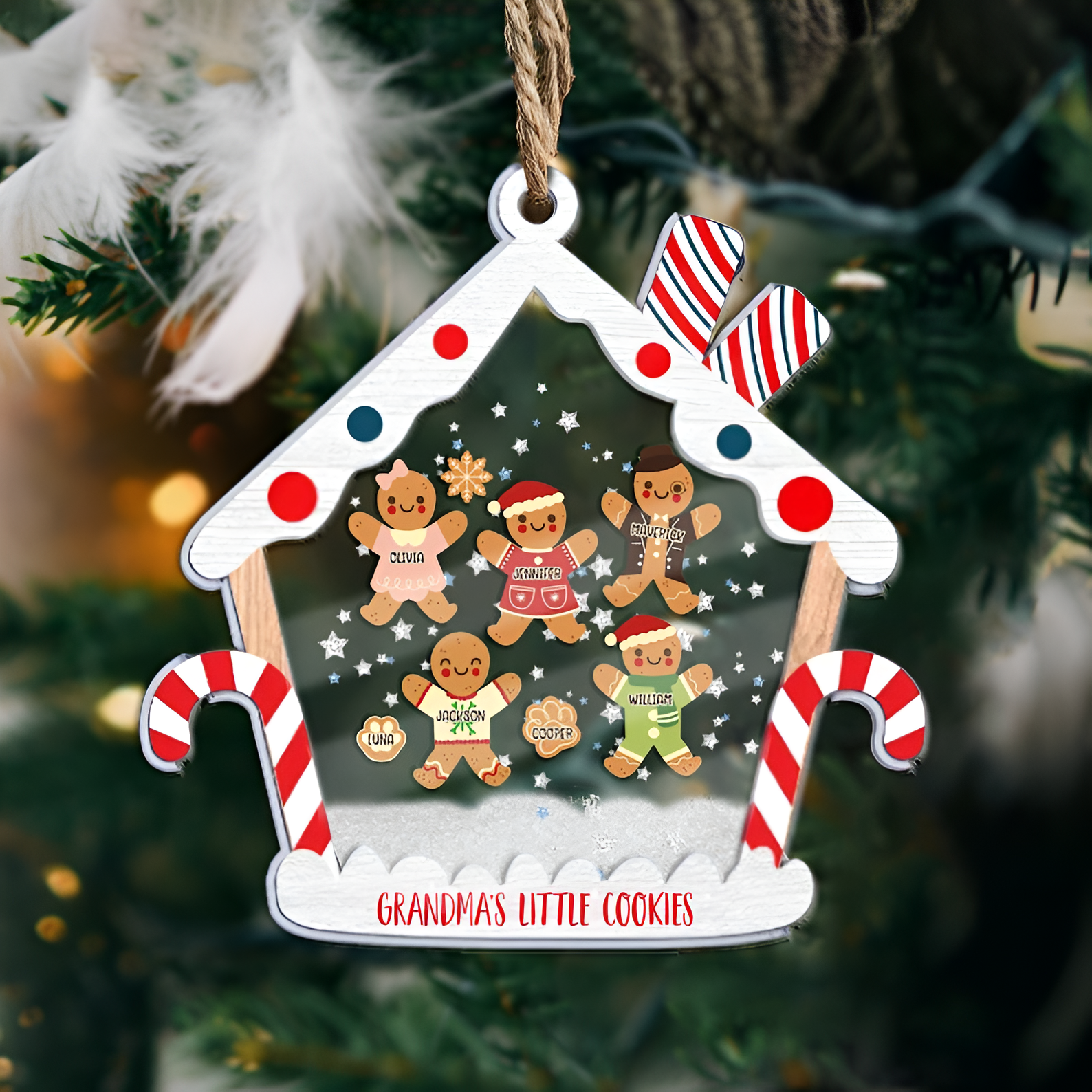 Grandma Grandpa Mom Dad Perfect Batch, Grandma's Little Cookies, Custom 5-Layered Acrylic Shaker Ornament, Gingerbread Christmas Ornament ORN2809