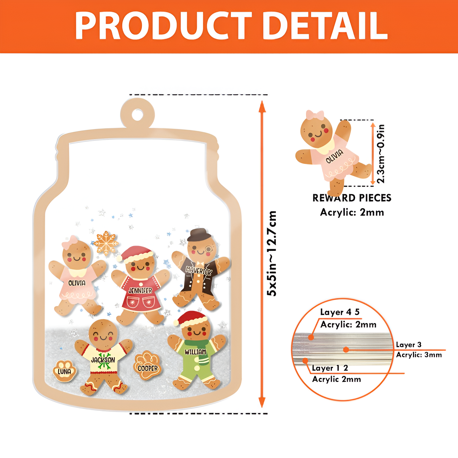 Grandma Grandpa Mom Dad Perfect Batch, Gift For Mom, Dad, Grandparents, Custom 5-Layered Acrylic Shaker Ornament, Gingerbread Christmas Gift ORN2809