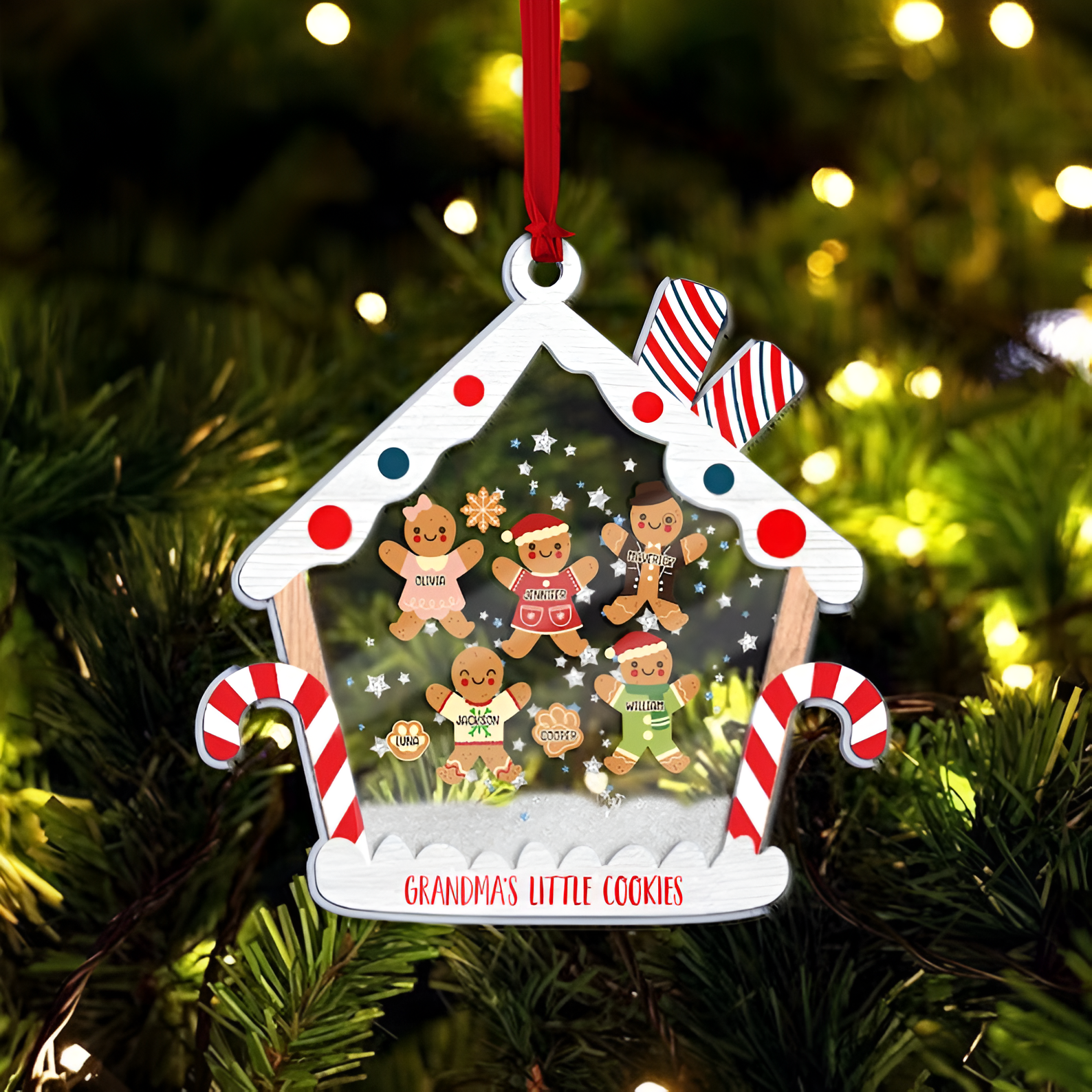 Grandma Grandpa Mom Dad Perfect Batch, Grandma's Little Cookies, Custom 5-Layered Acrylic Shaker Ornament, Gingerbread Christmas Ornament ORN2809