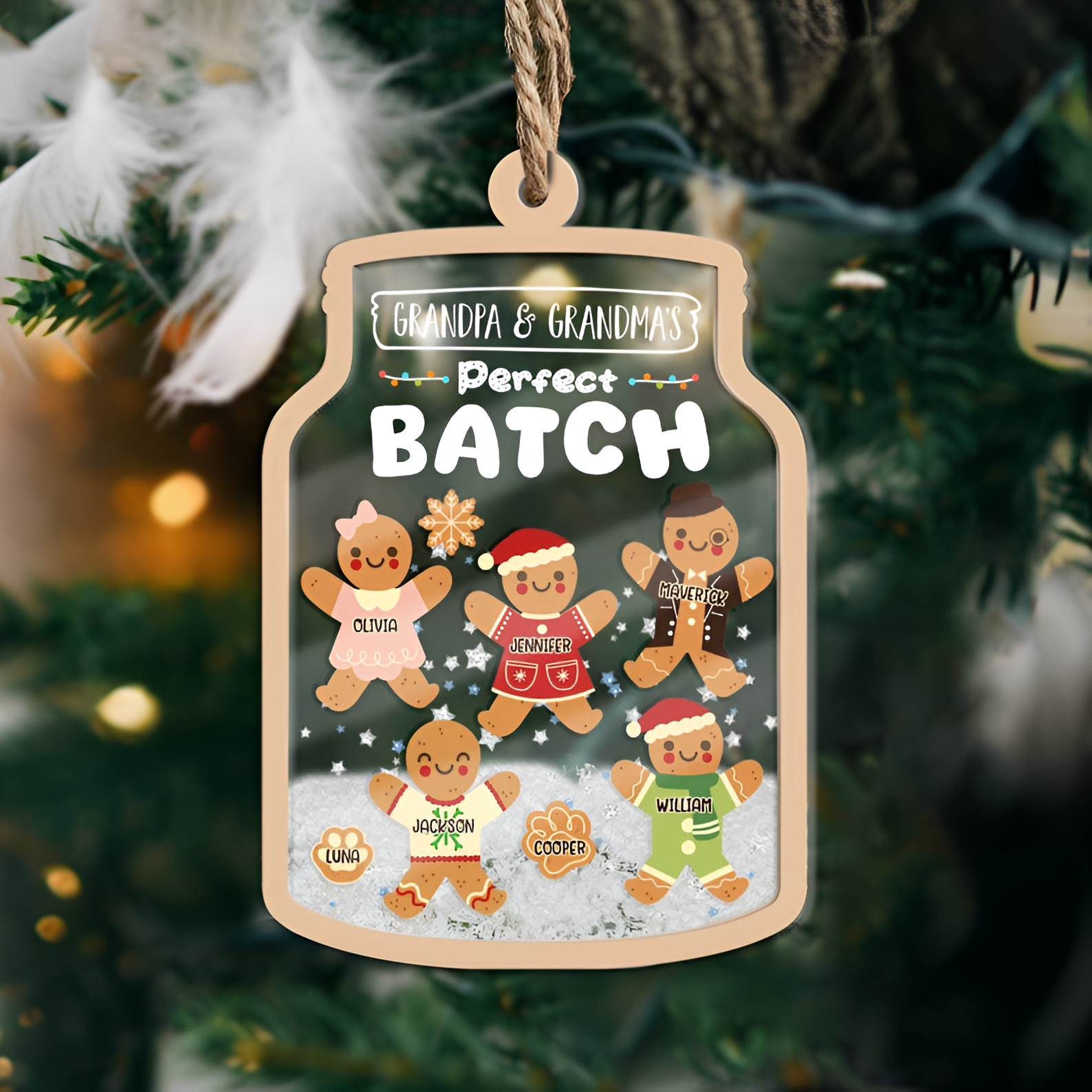 Grandma Grandpa Mom Dad Perfect Batch, Gift For Mom, Dad, Grandparents, Custom 5-Layered Acrylic Shaker Ornament, Gingerbread Christmas Gift ORN2809