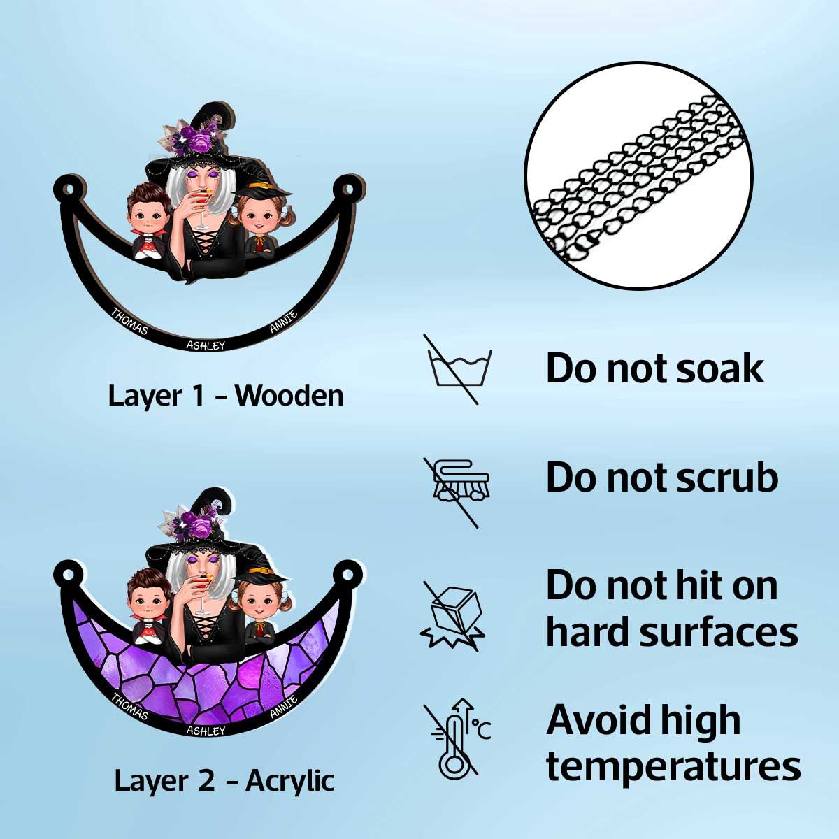 Grandma Grandkids Halloween Moon Personalized Suncatcher  ORHA2208