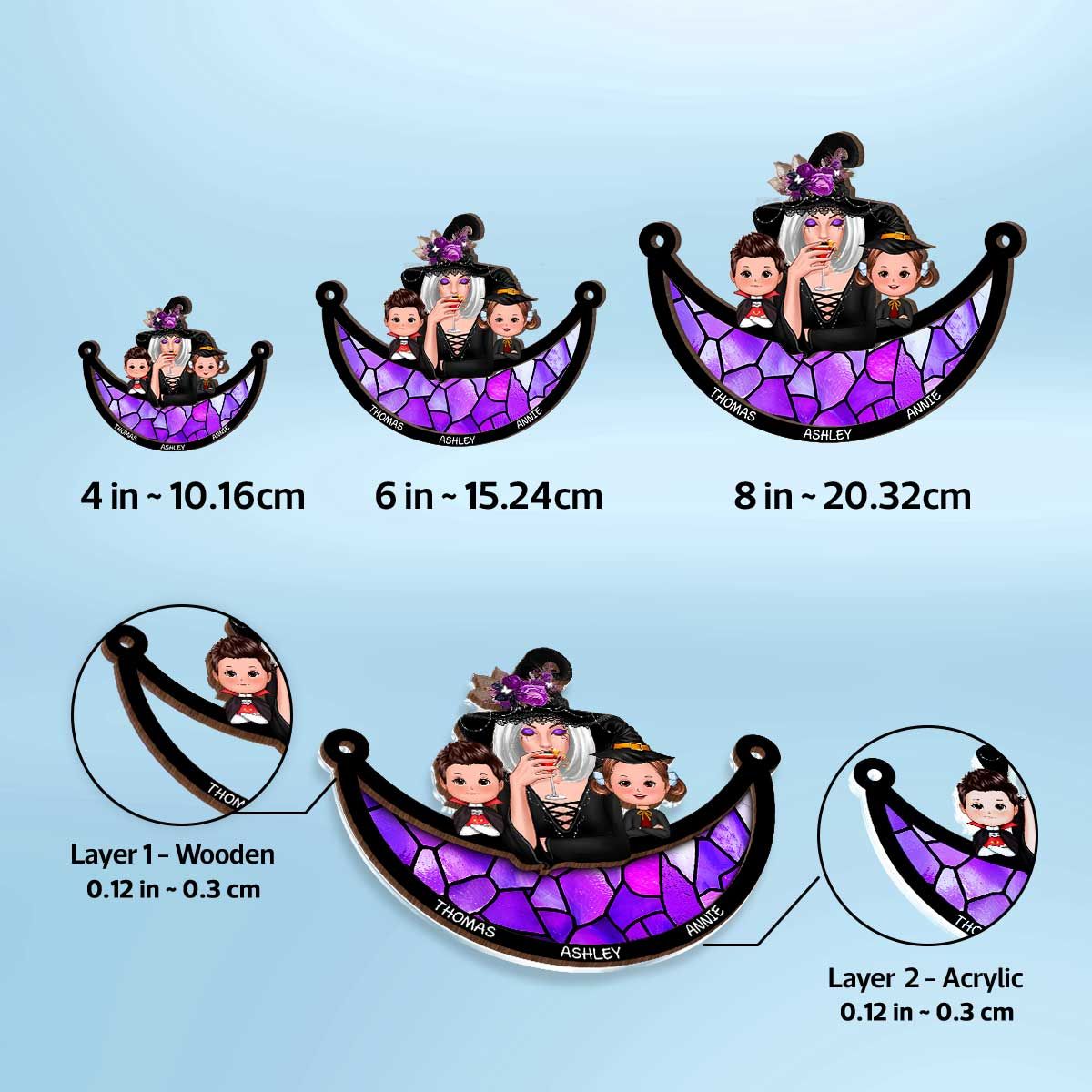 Grandma Grandkids Halloween Moon Personalized Suncatcher  ORHA2208