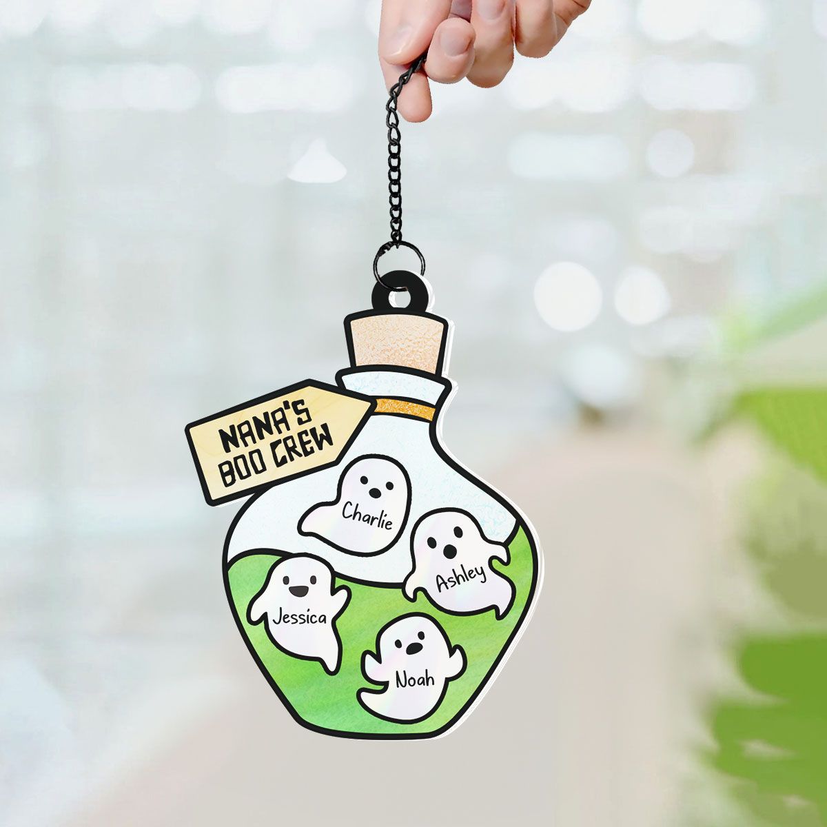 Grandma Little Poison Boo Crew Personalized Suncatcher, Halloween Stained Glass Decor  ORHA2208