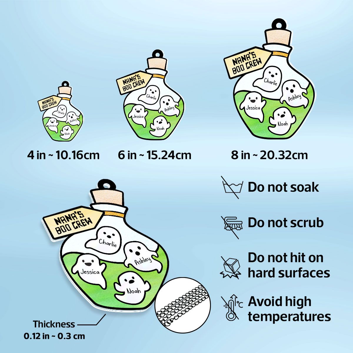 Grandma Little Poison Boo Crew Personalized Suncatcher, Halloween Stained Glass Decor  ORHA2208