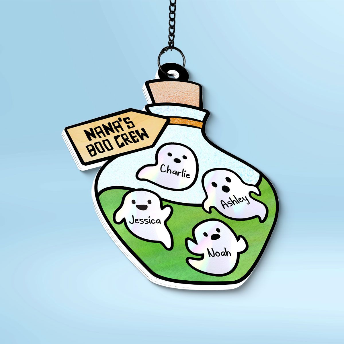 Grandma Little Poison Boo Crew Personalized Suncatcher, Halloween Stained Glass Decor  ORHA2208