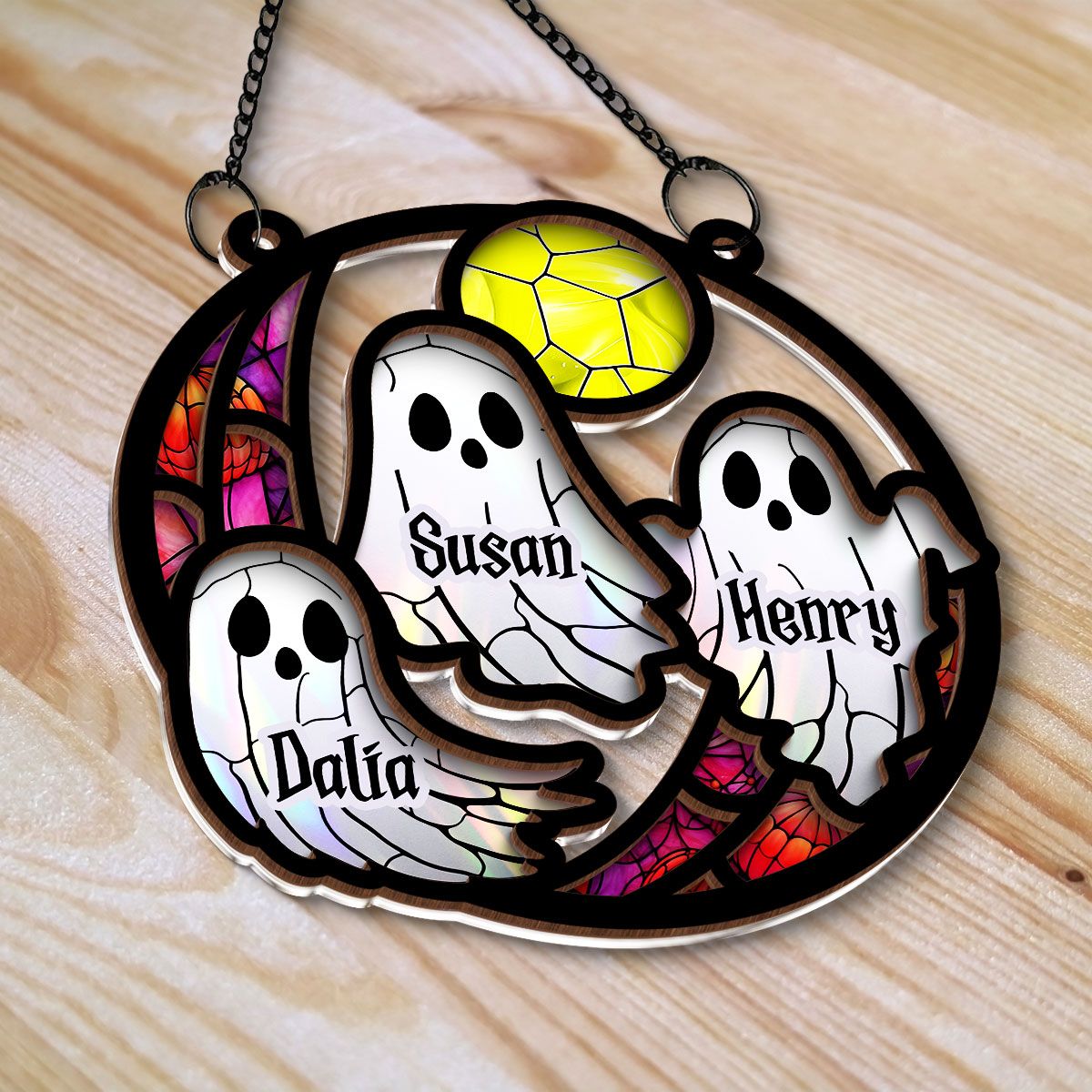 Grandma Mom Family Boo Crew Personalized Suncatcher, Halloween Decor  ORHA2208