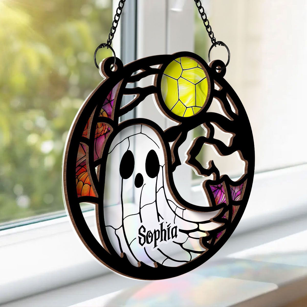 Grandma Mom Family Boo Crew Personalized Suncatcher, Halloween Decor  ORHA2208