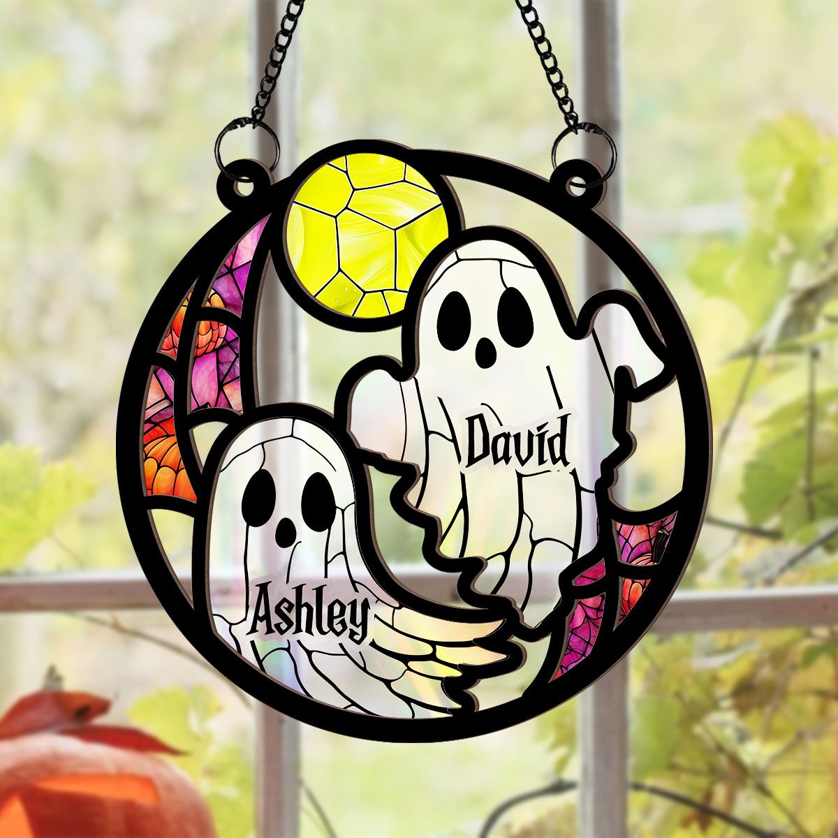 Grandma Mom Family Boo Crew Personalized Suncatcher, Halloween Decor  ORHA2208