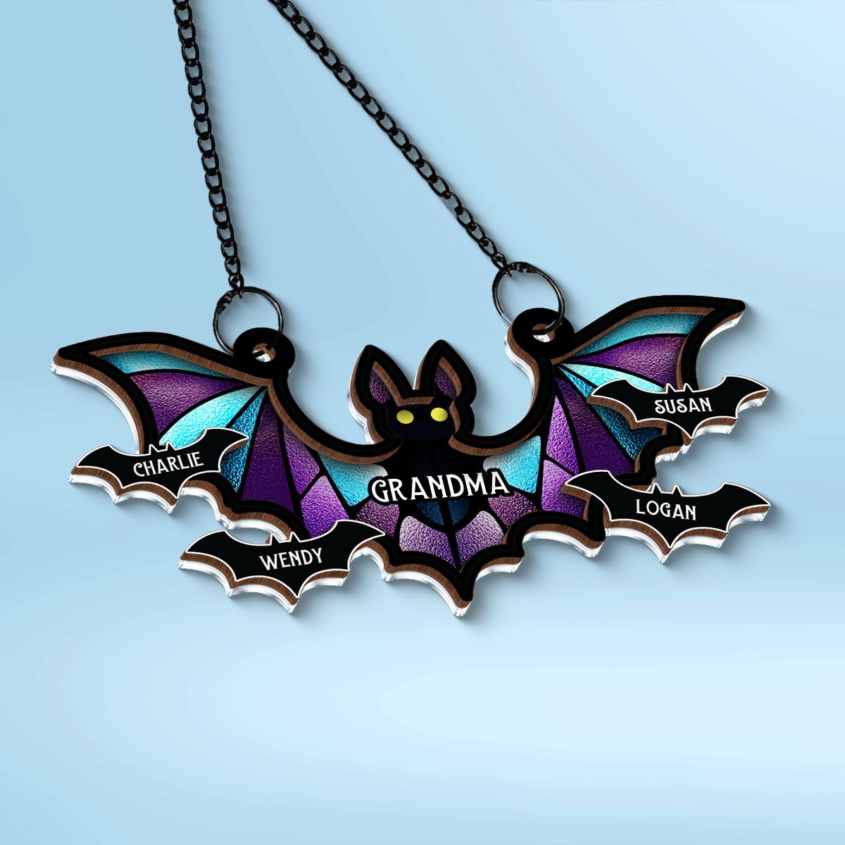 Grandma Spooky Bat Personalized Window Hanging Suncatcher Ornament, Halloween Decor  ORHA2208