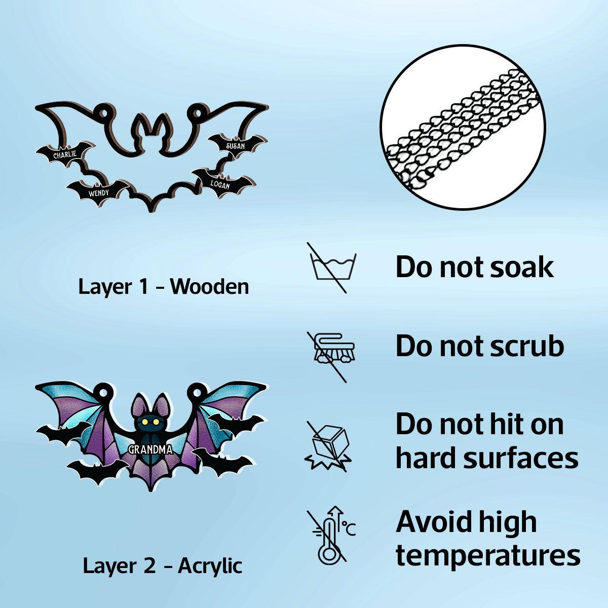 Grandma Spooky Bat Personalized Window Hanging Suncatcher Ornament, Halloween Decor  ORHA2208