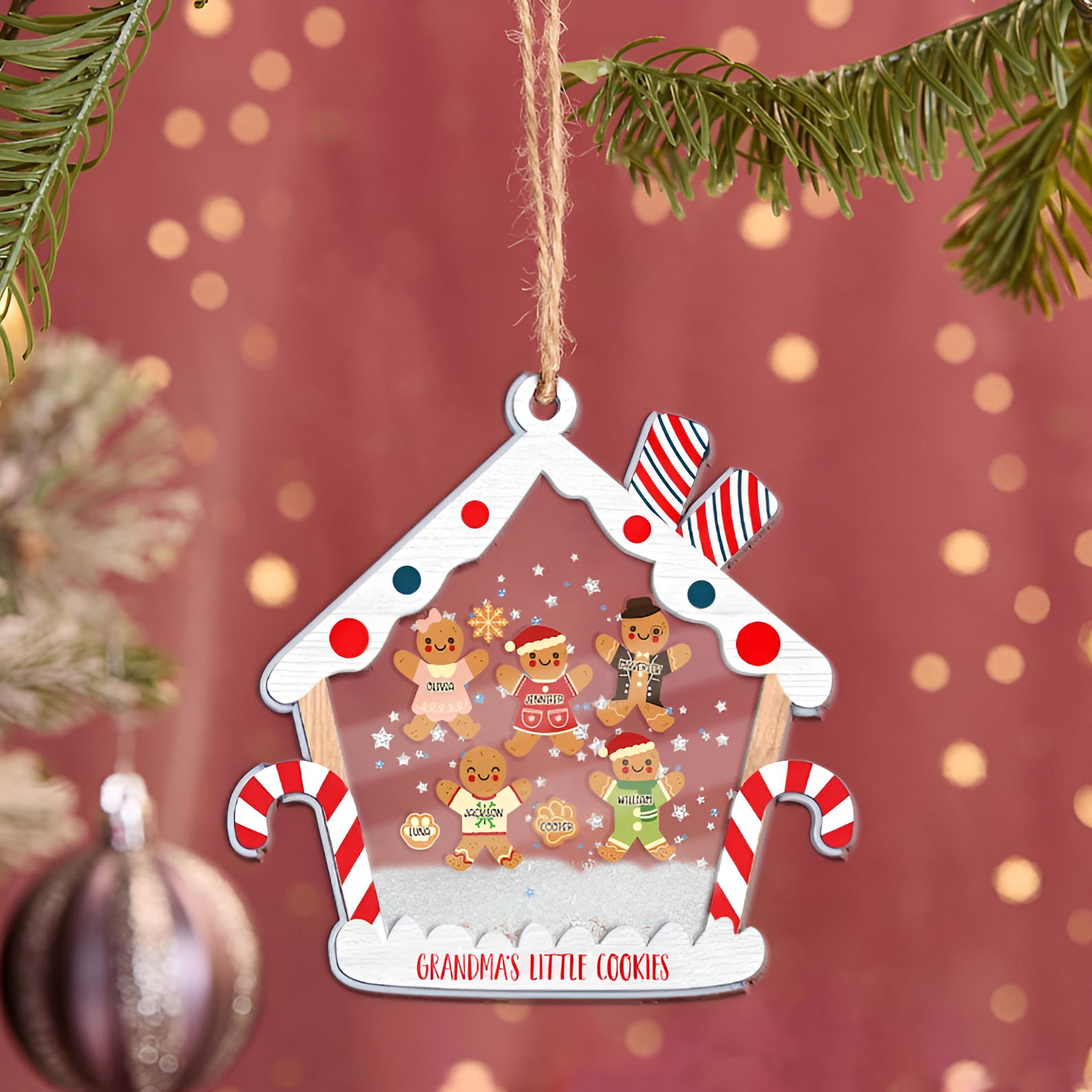 Grandma Grandpa Mom Dad Perfect Batch, Grandma's Little Cookies, Custom 5-Layered Acrylic Shaker Ornament, Gingerbread Christmas Ornament ORN2809