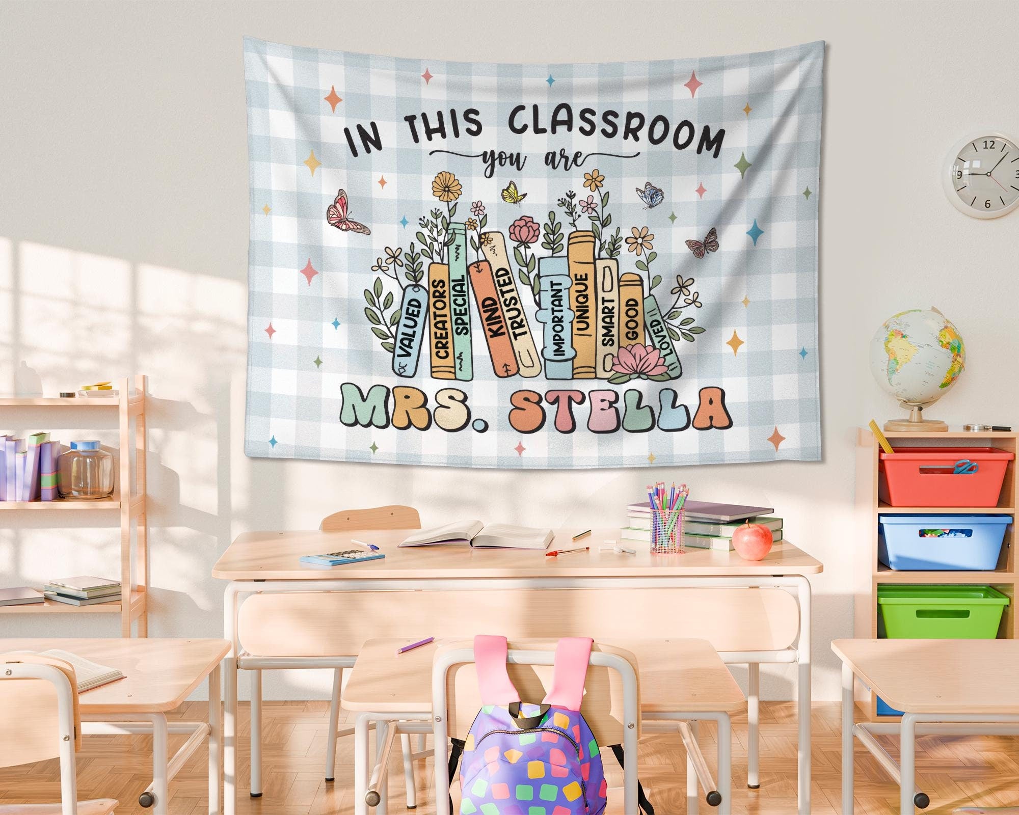 Groovy Classroom Tapestry, Classroom Decor, Custom Teacher Name Banner, Custom Classroom Tapestry, Teacher Gifts, Back To School Gift TAPES1