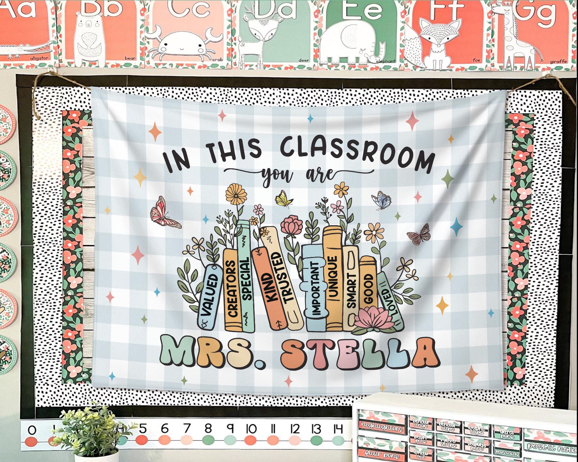 Groovy Classroom Tapestry, Classroom Decor, Custom Teacher Name Banner, Custom Classroom Tapestry, Teacher Gifts, Back To School Gift TAPES1