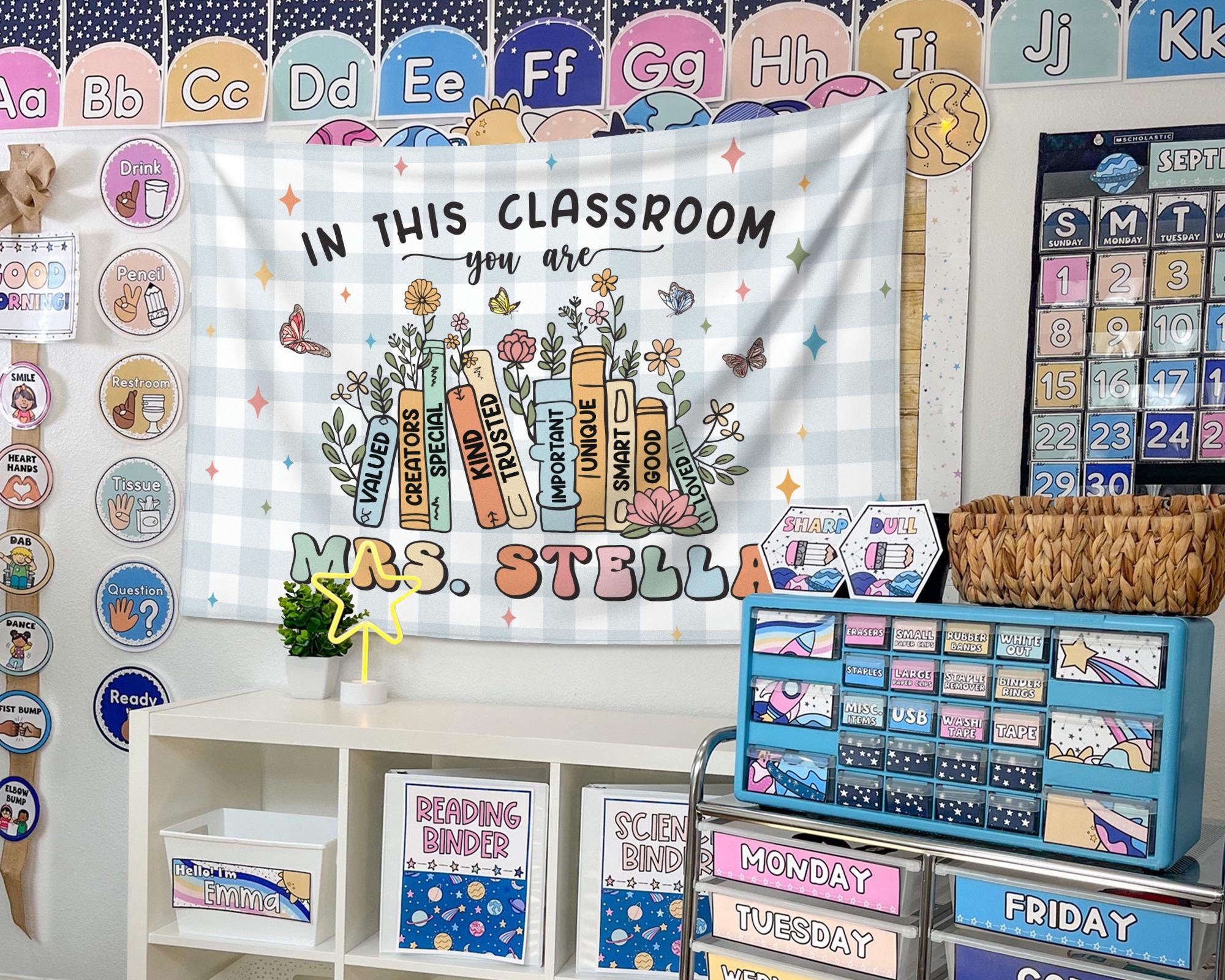 Groovy Classroom Tapestry, Classroom Decor, Custom Teacher Name Banner, Custom Classroom Tapestry, Teacher Gifts, Back To School Gift TAPES1