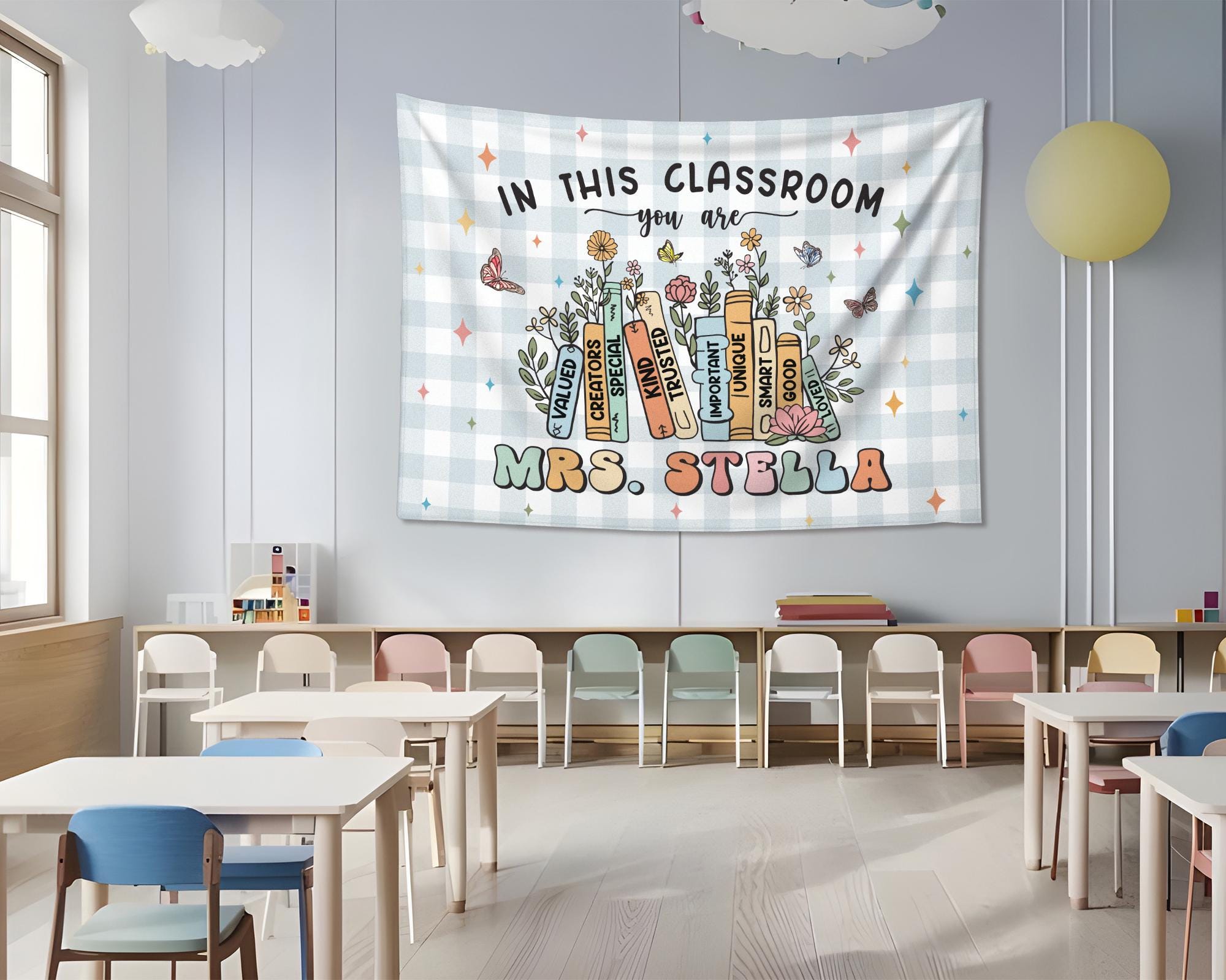 Groovy Classroom Tapestry, Classroom Decor, Custom Teacher Name Banner, Custom Classroom Tapestry, Teacher Gifts, Back To School Gift TAPES1