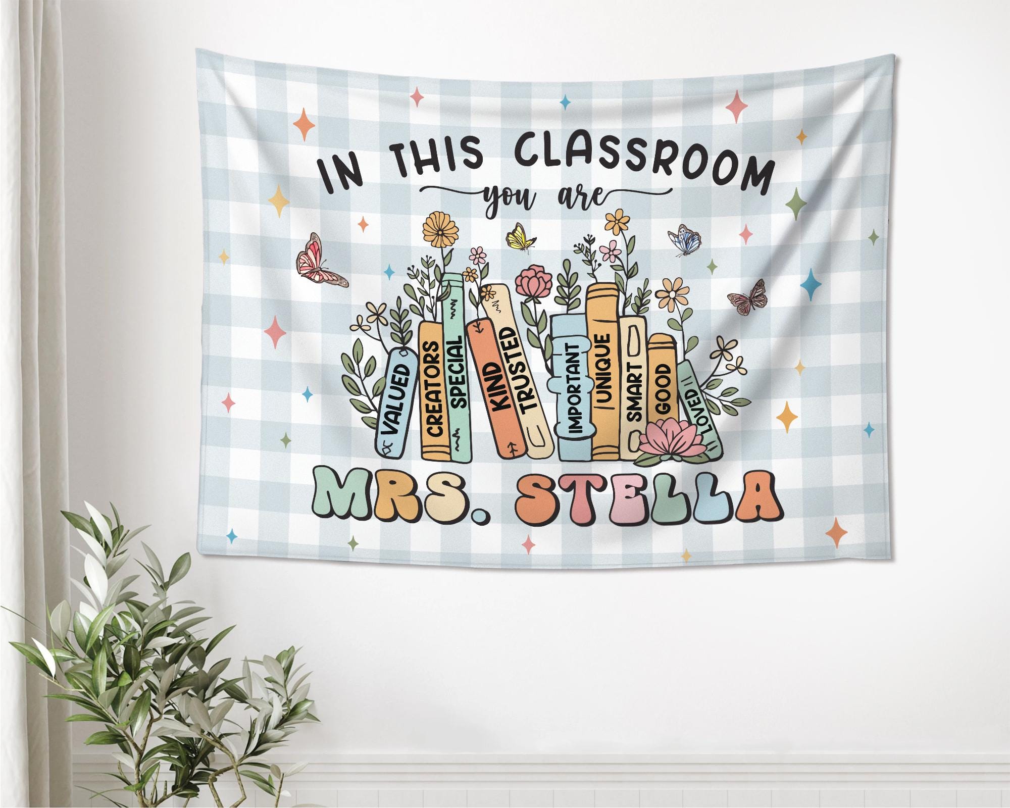 Groovy Classroom Tapestry, Classroom Decor, Custom Teacher Name Banner, Custom Classroom Tapestry, Teacher Gifts, Back To School Gift TAPES1
