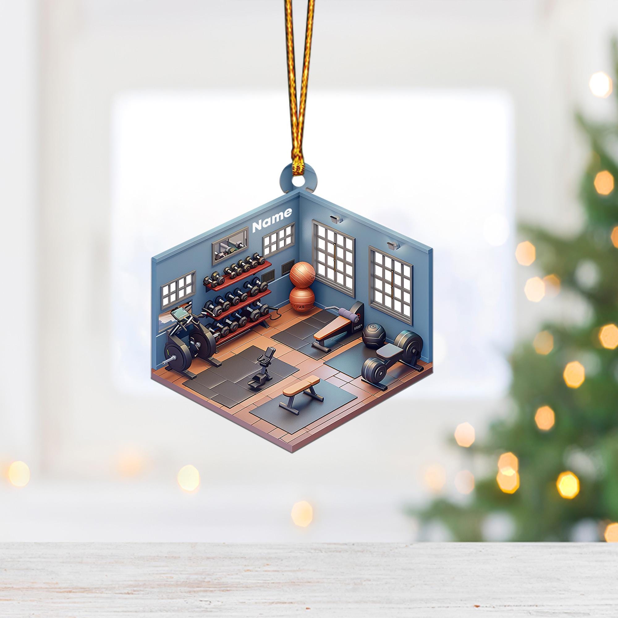 Gym Room 2D Flat Christmas Ornament, Christmas Tree Decor, Loved Exercise Gym Ornament, Hanging Ornament Gift HAOR0611