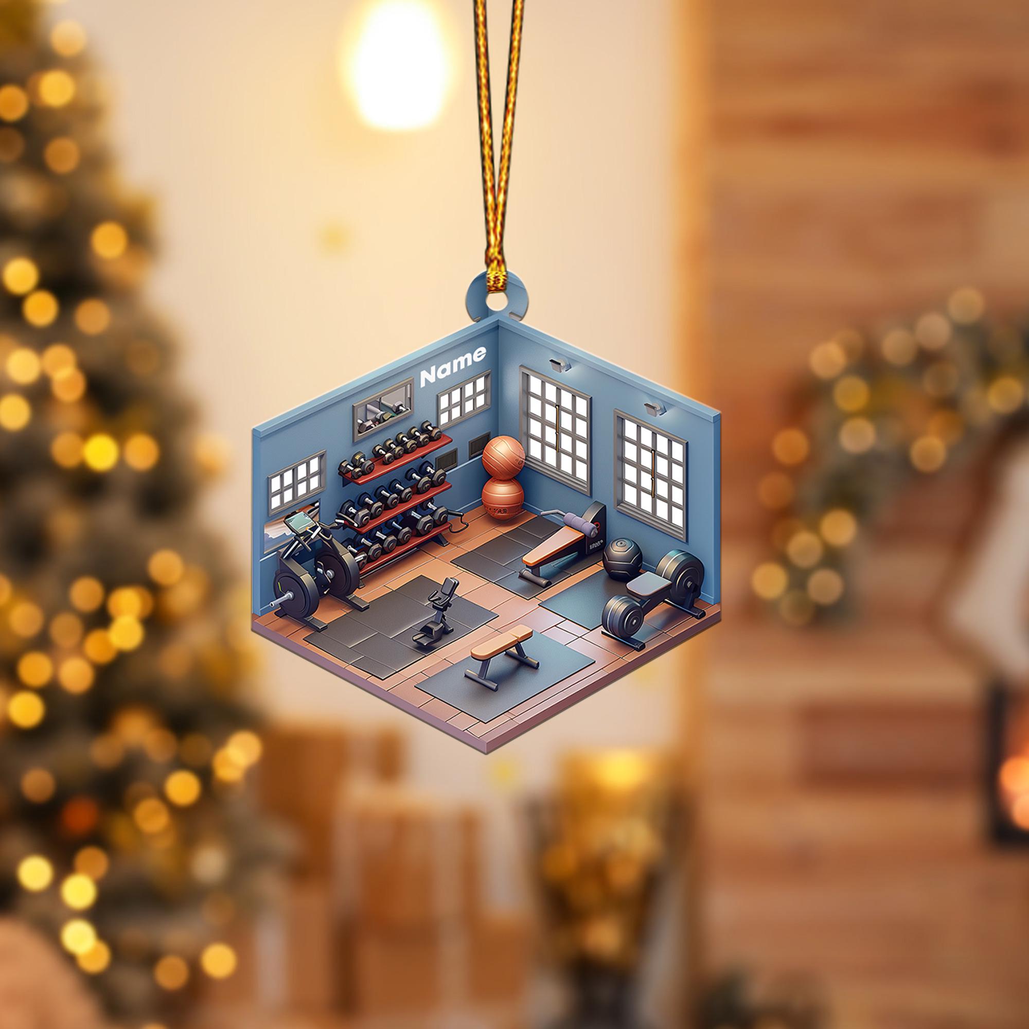 Gym Room 2D Flat Christmas Ornament, Christmas Tree Decor, Loved Exercise Gym Ornament, Hanging Ornament Gift HAOR0611