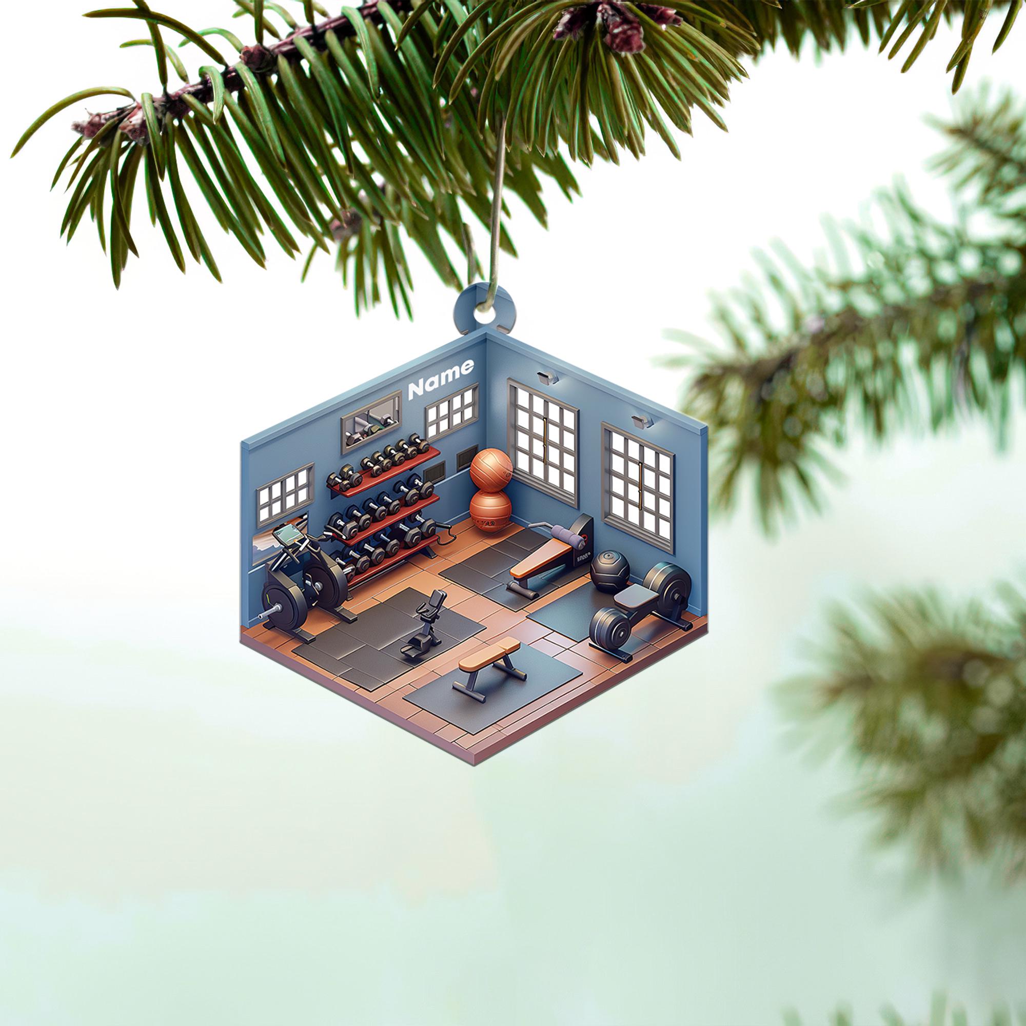 Gym Room 2D Flat Christmas Ornament, Christmas Tree Decor, Loved Exercise Gym Ornament, Hanging Ornament Gift HAOR0611