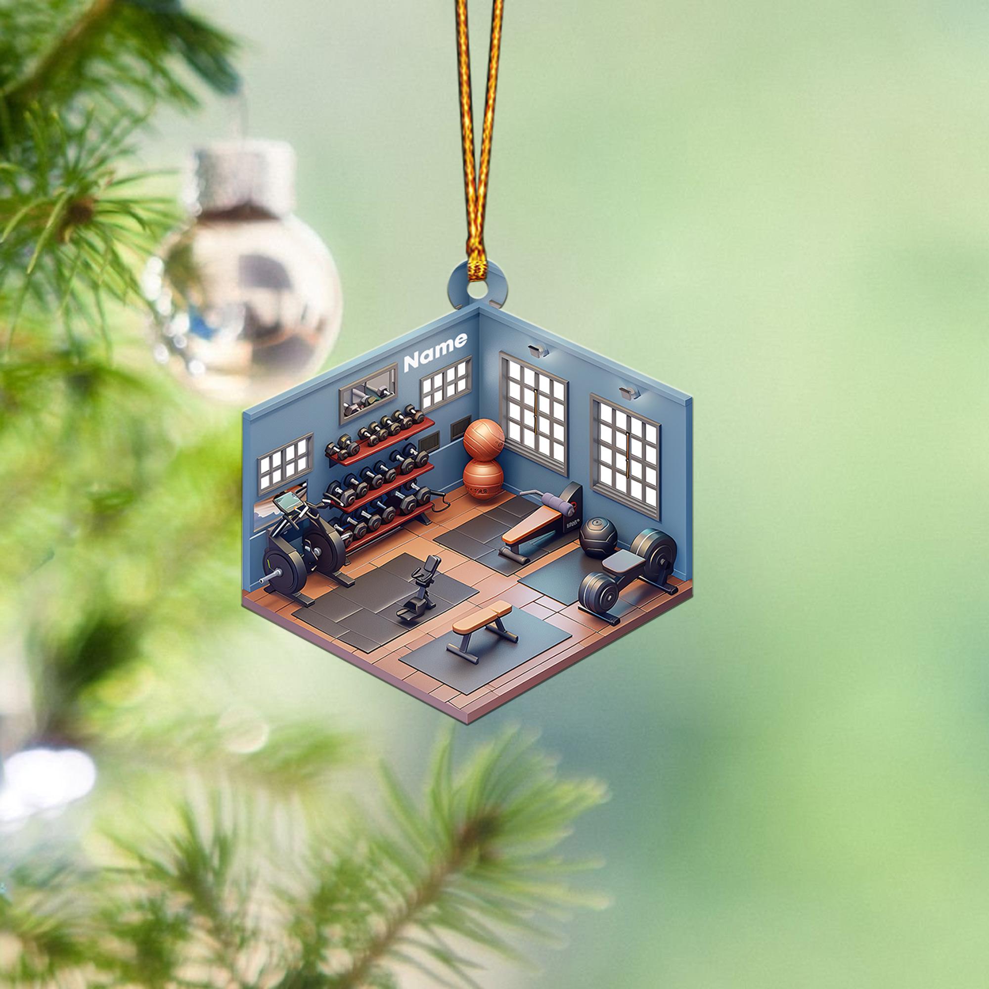 Gym Room 2D Flat Christmas Ornament, Christmas Tree Decor, Loved Exercise Gym Ornament, Hanging Ornament Gift HAOR0611