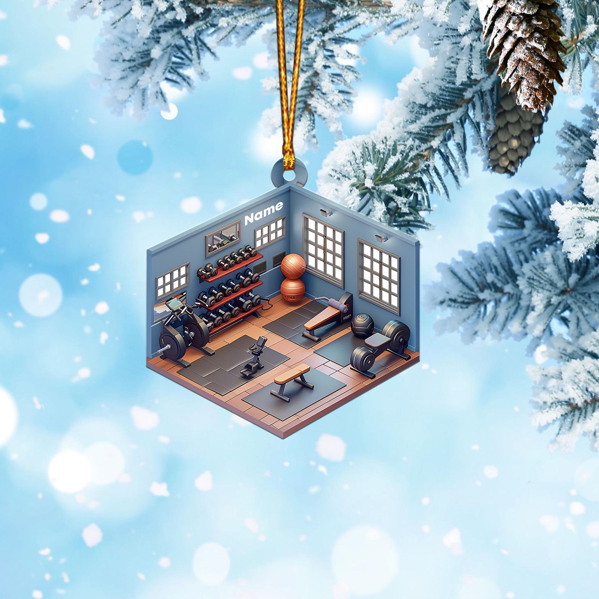 Gym Room 2D Flat Christmas Ornament, Christmas Tree Decor, Loved Exercise Gym Ornament, Hanging Ornament Gift HAOR0611