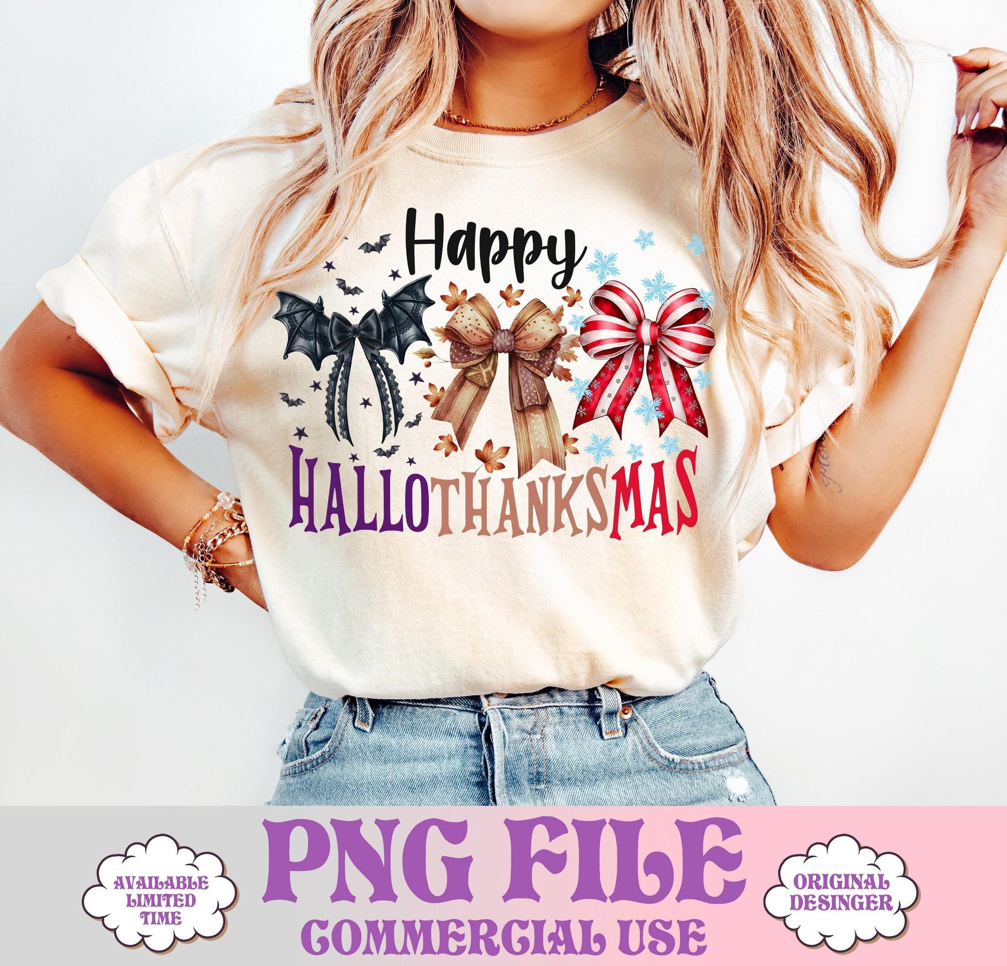 Hallothanksmas Coquette bow Png, Happy Hallothanksmas Png, Halloween Png, Christmas Coquette bow png, Fall Png,Sublimate Design,Trending Png SCU