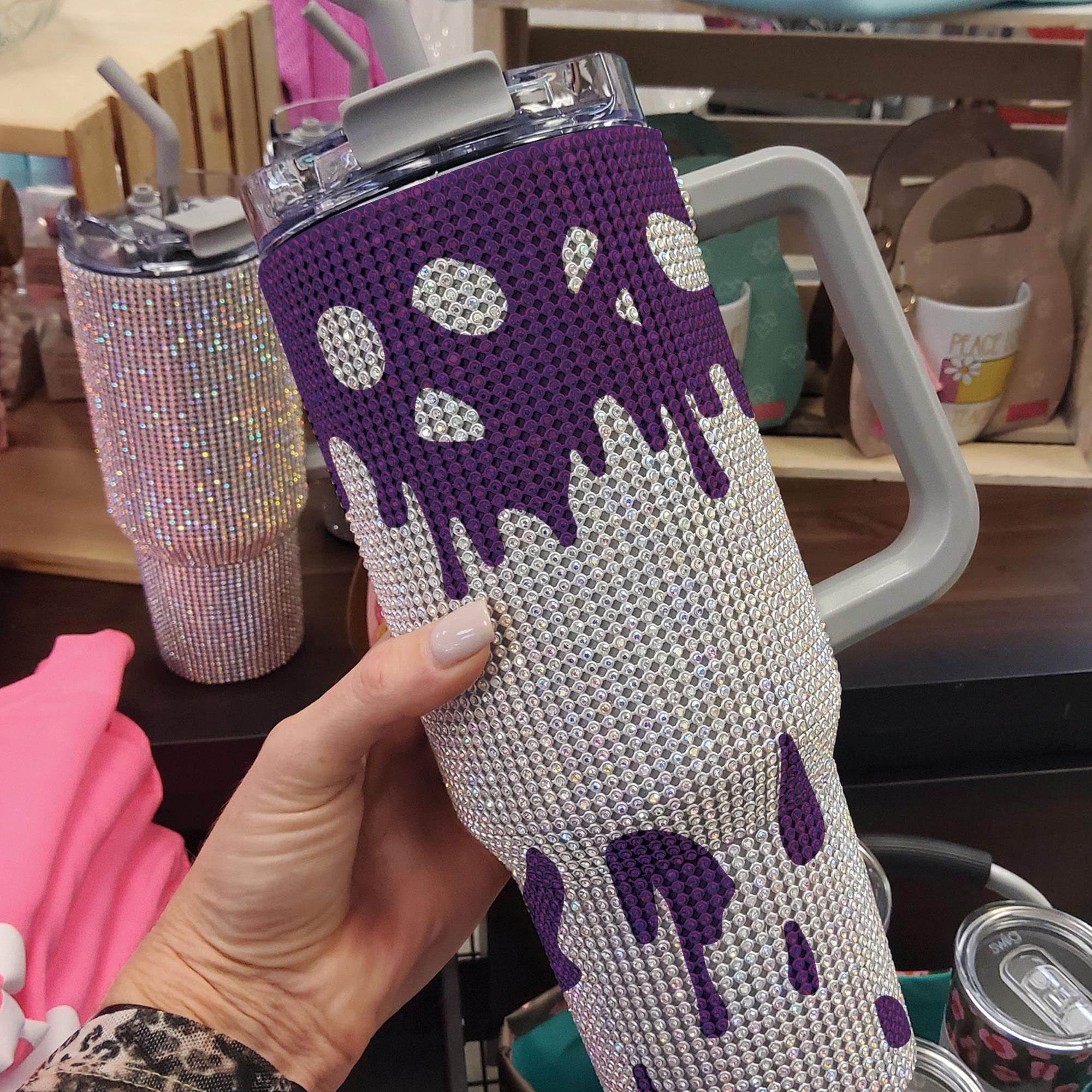 Halloween Bloody Drip Rhinestone Tumbler 40oz, Horror Bling Ghost 40oz Cup with Lid and Straw, Blood Drip Halloween Glitter Tumbler 40oz TUM2708