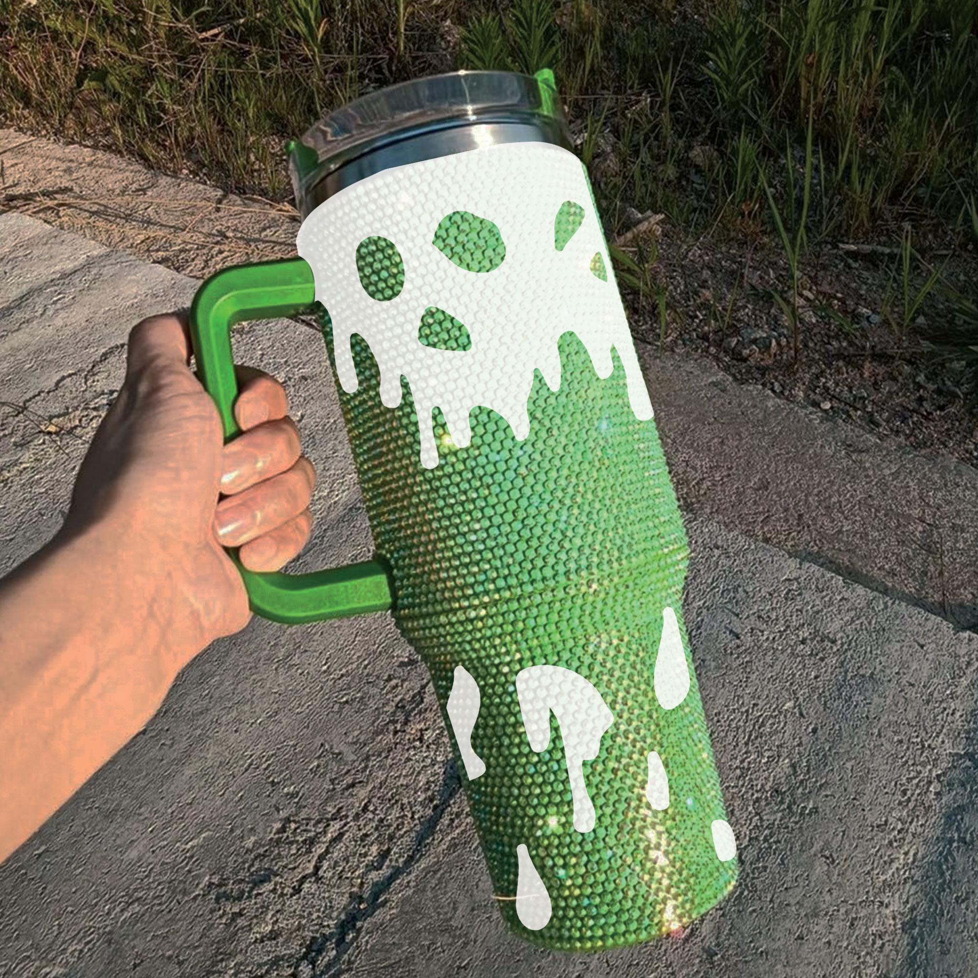 Halloween Bloody Drip Rhinestone Tumbler 40oz, Horror Bling Ghost 40oz Cup with Lid and Straw, Blood Drip Halloween Glitter Tumbler 40oz TUM2708