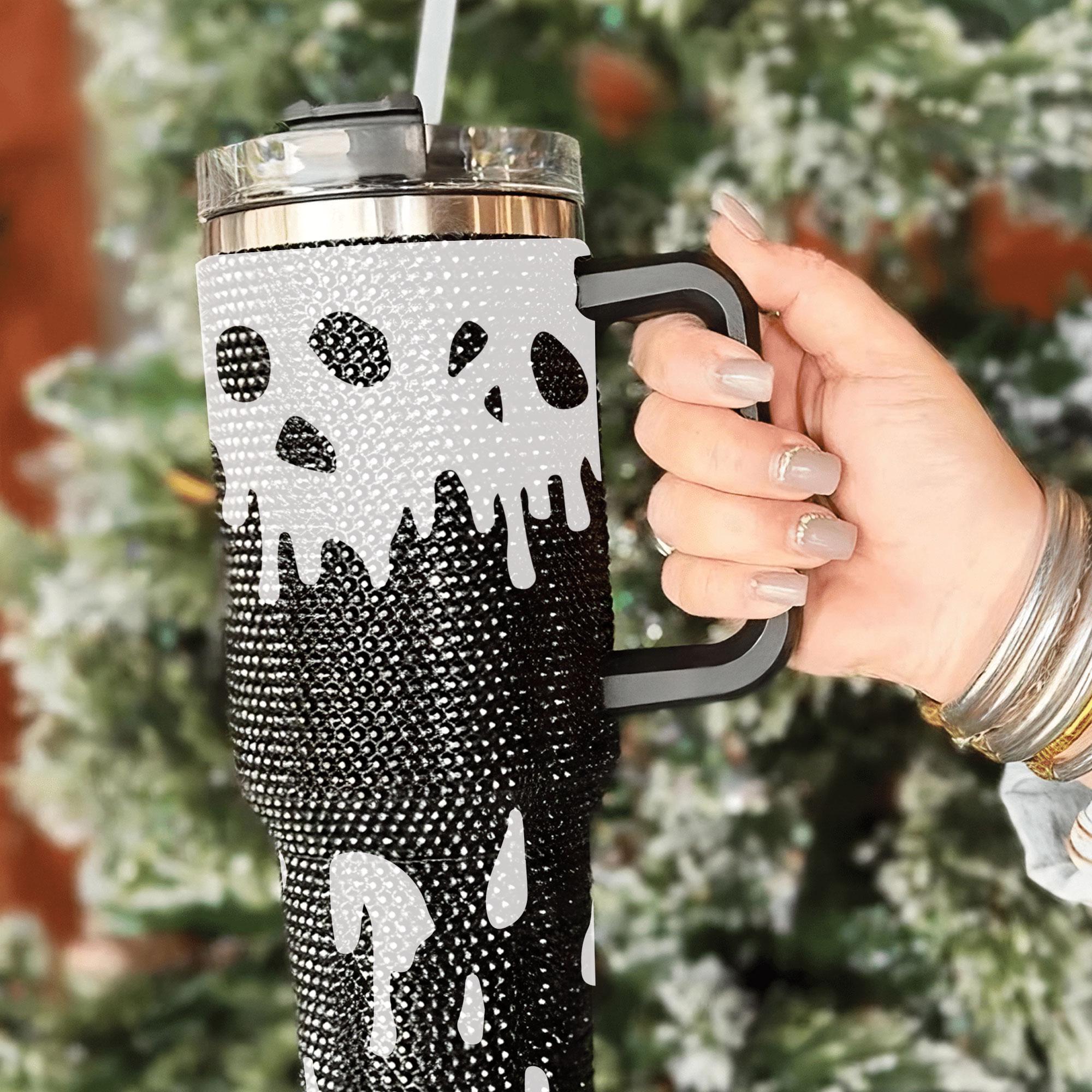 Halloween Bloody Drip Rhinestone Tumbler 40oz, Horror Bling Ghost 40oz Cup with Lid and Straw, Blood Drip Halloween Glitter Tumbler 40oz TUM2708