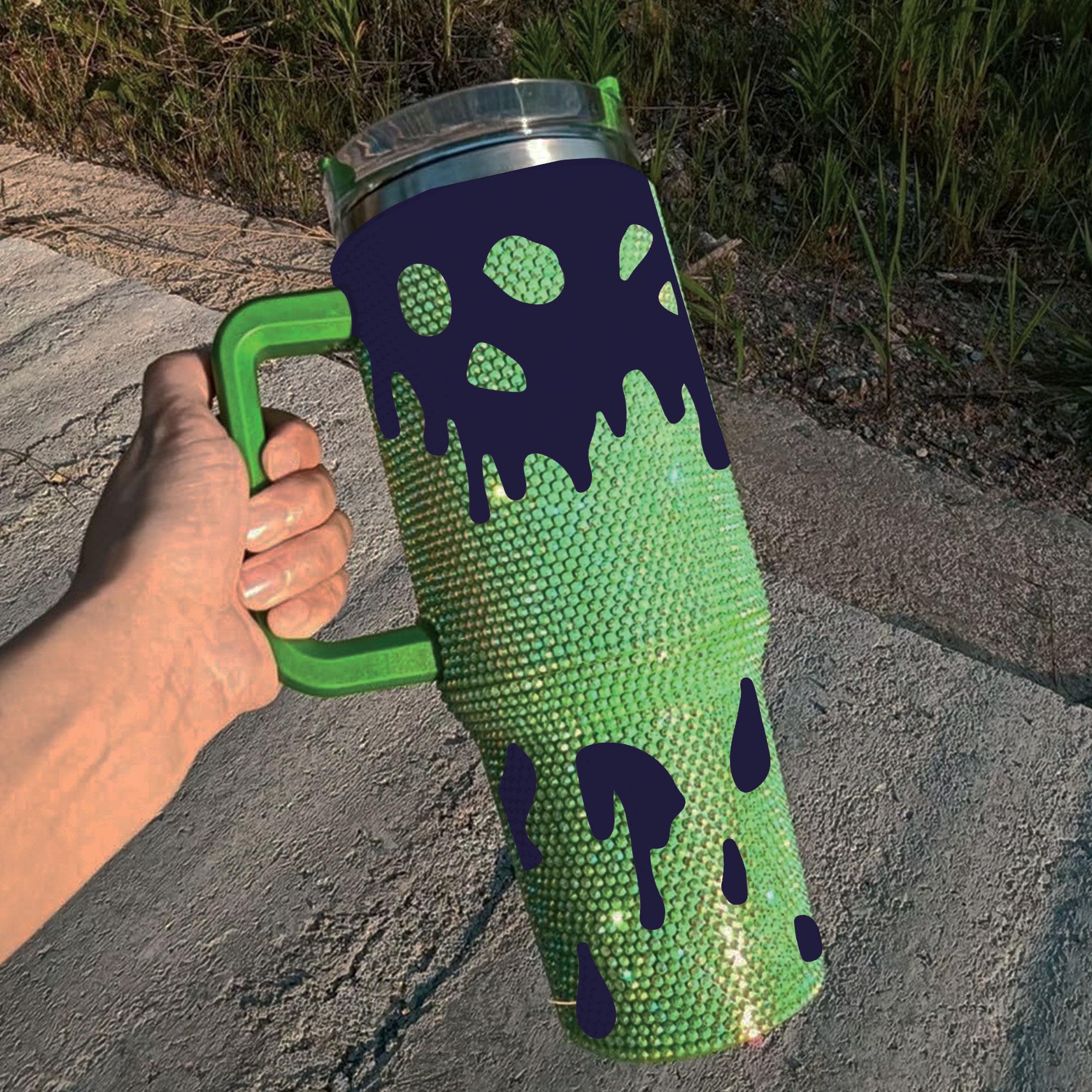 Halloween Bloody Drip Rhinestone Tumbler 40oz, Horror Bling Ghost 40oz Cup with Lid and Straw, Blood Drip Halloween Glitter Tumbler 40oz TUM2708