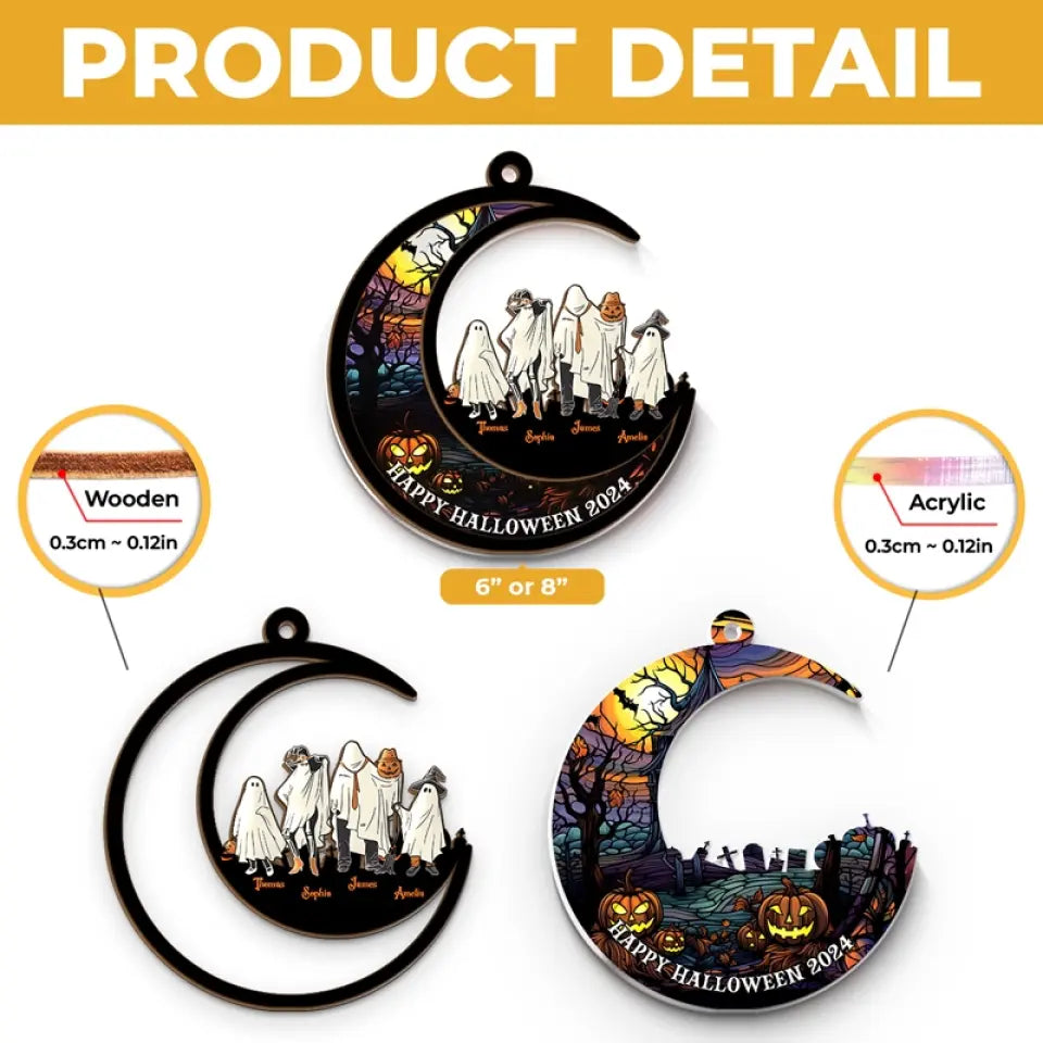 Halloween Brings Us Together For Fun And Laughter - Family Personalized Window Hanging Suncatcher - Halloween Gift For Family Members  ORHA2208