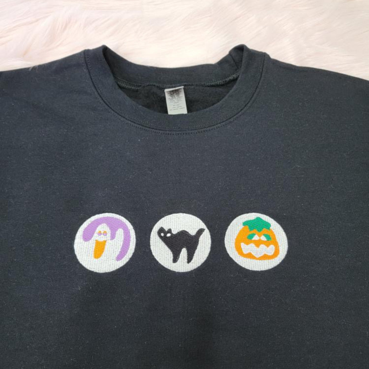 Halloween Cookies Boo Sweatshirt with Embroidered Spooky Season Ghost Pumpkin Crewneck or Hoodie EMHA2608