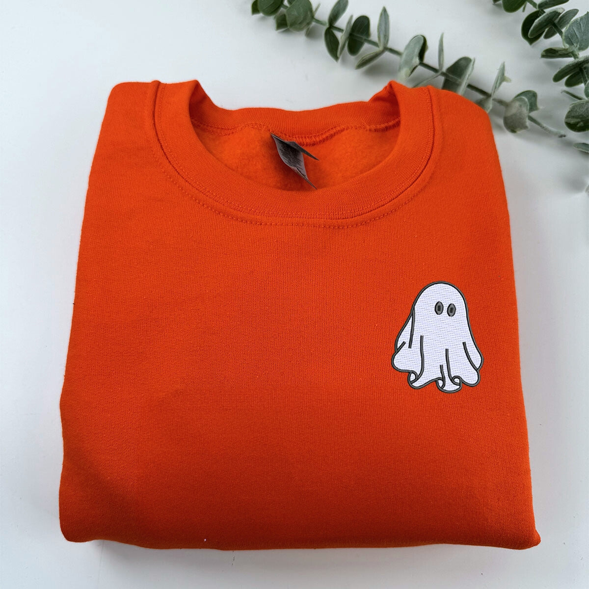 Halloween Couples Ghost Crewneck Embroidered Sweatshirt or Hoodie for Women Men EMHA2608