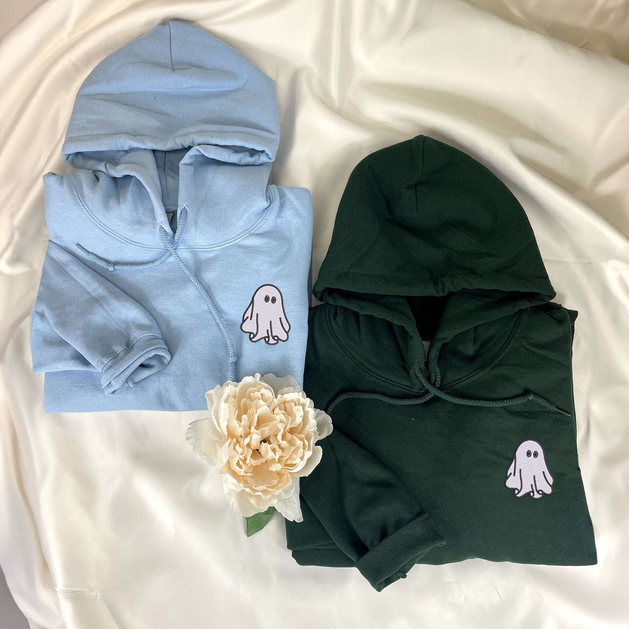 Halloween Couples Ghost Crewneck Embroidered Sweatshirt or Hoodie for Women Men EMHA2608