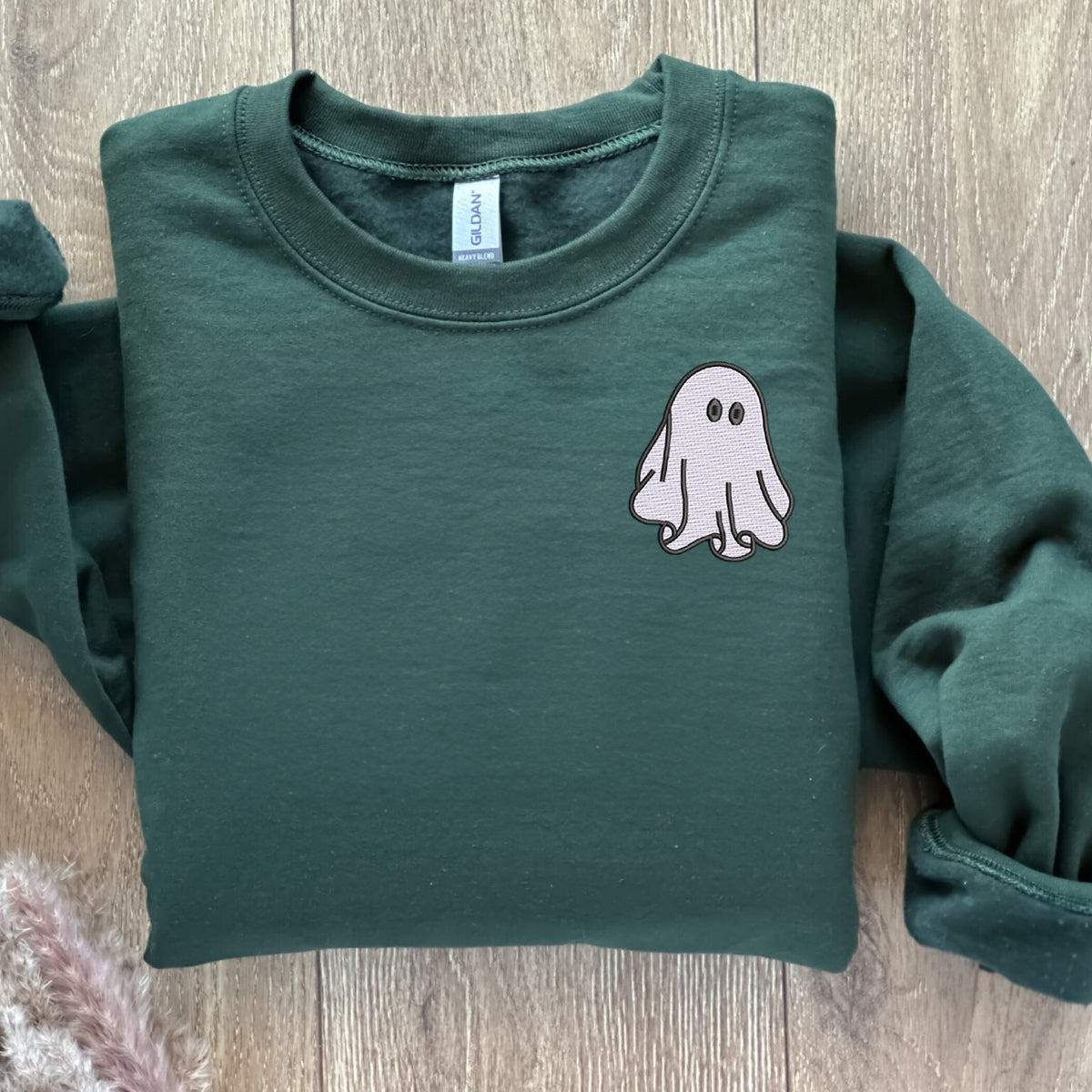 Halloween Couples Ghost Crewneck Embroidered Sweatshirt or Hoodie for Women Men EMHA2608