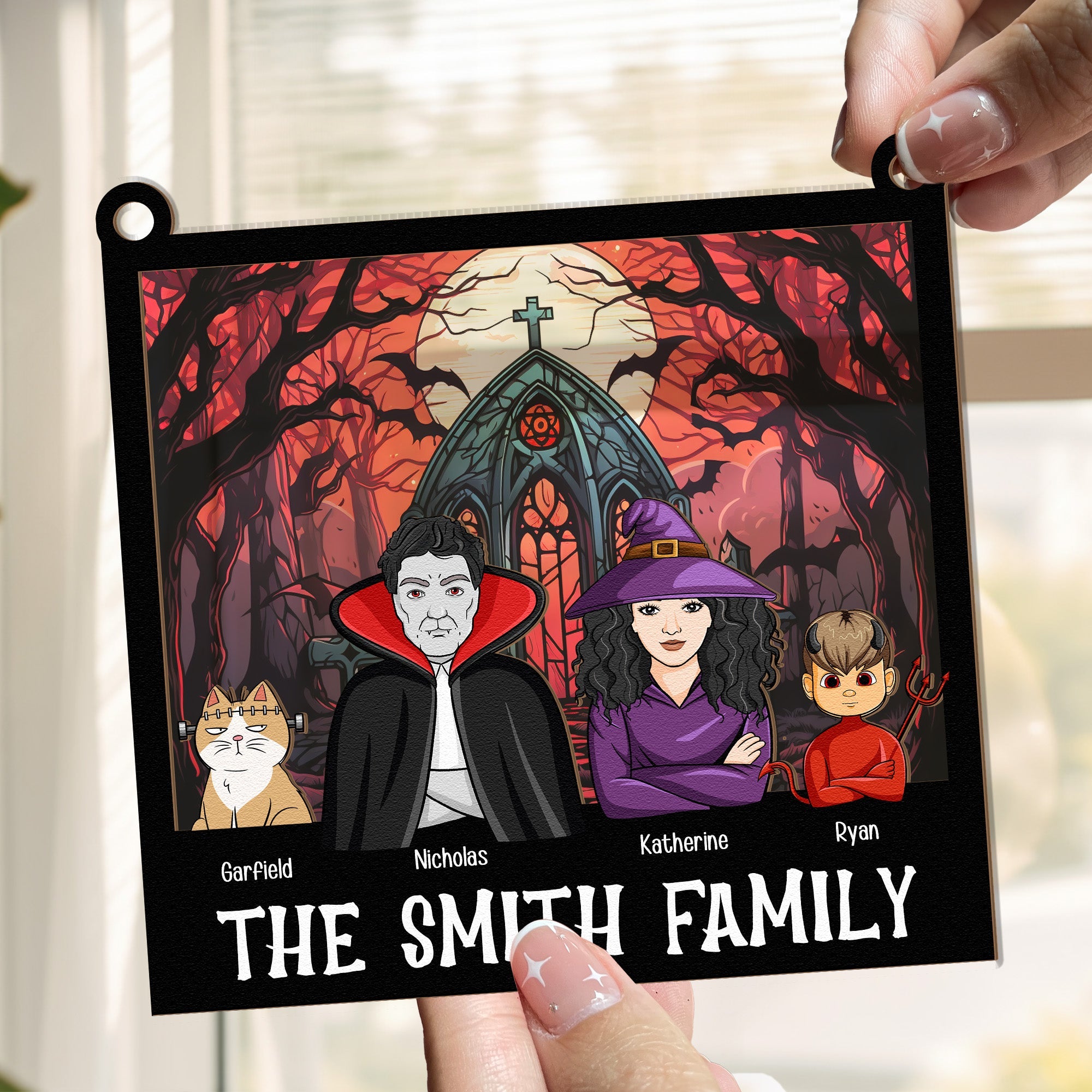 Halloween Family Monster Characters - Personalized Window Hanging Suncatcher Ornament  ORHA2208
