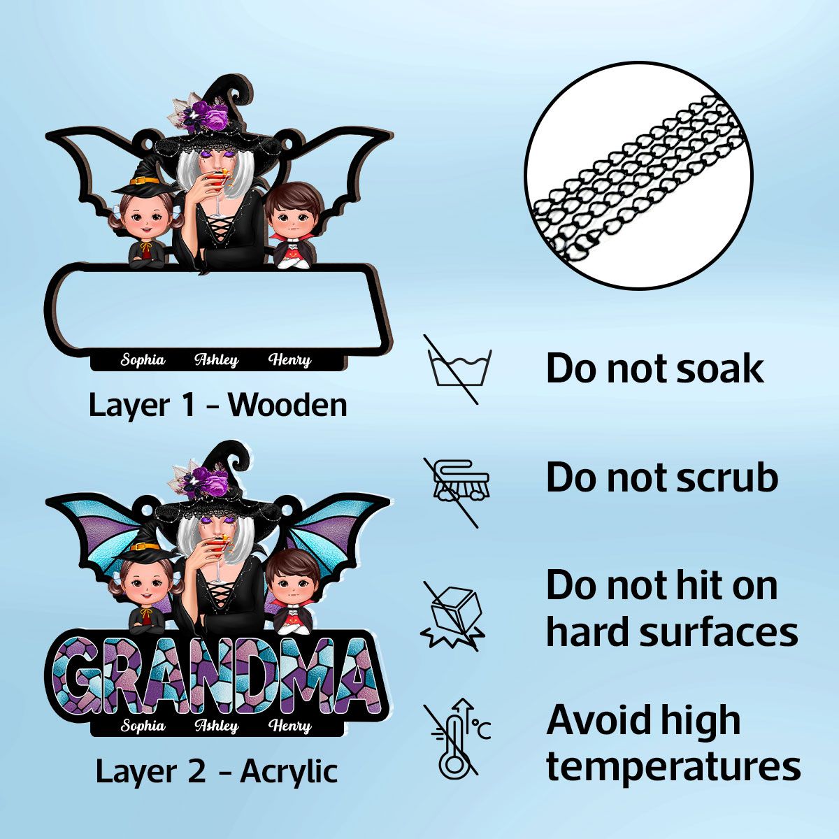 Halloween Grandma And Grandkids On Text Personalized Suncatcher  ORHA2208
