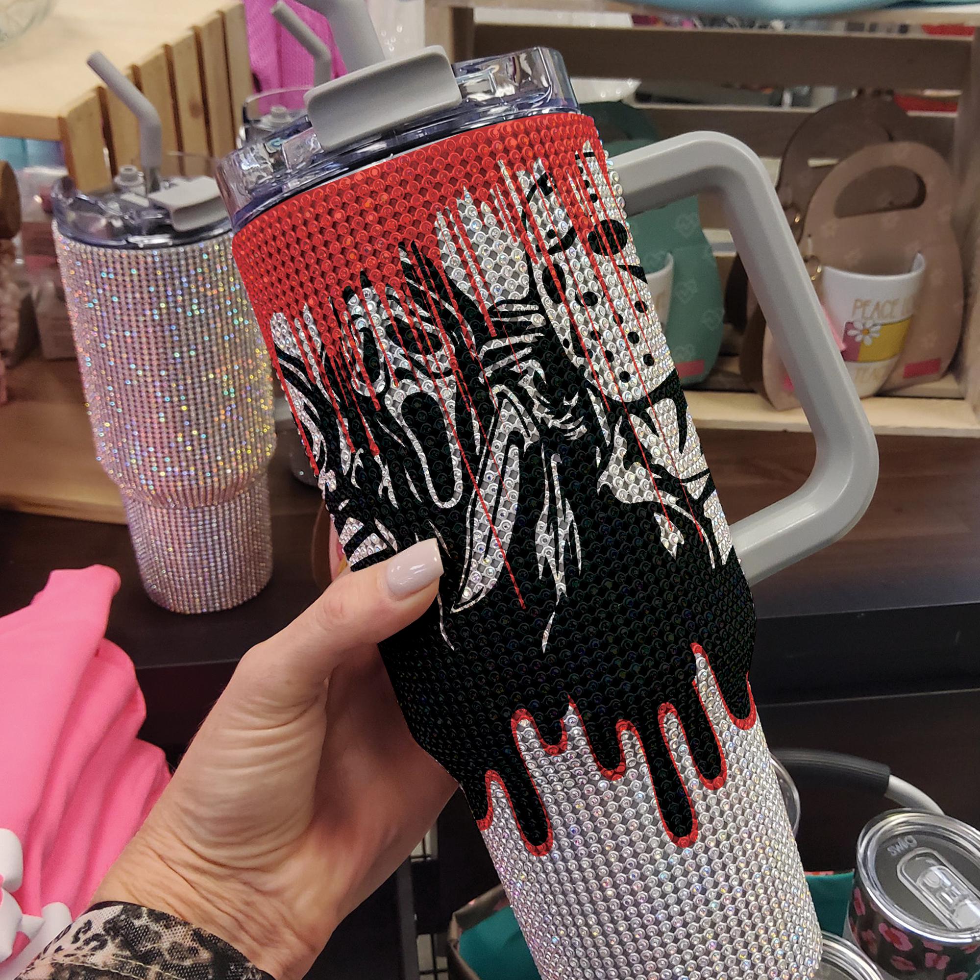 Halloween Horror Movie Characters Tumbler 40oz, Horror Bling Ghost 40oz Cup with Lid and Straw, Horror Friends Halloween Creepy Tumblers TUM2708