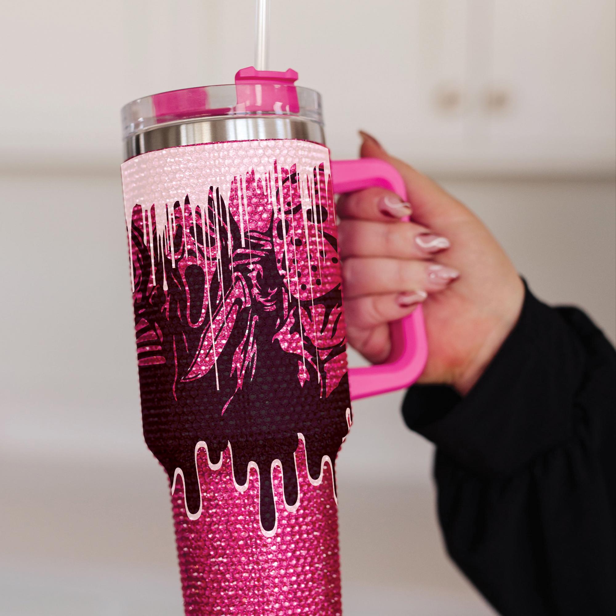 Halloween Horror Movie Characters Tumbler 40oz, Horror Bling Ghost 40oz Cup with Lid and Straw, Horror Friends Halloween Creepy Tumblers TUM2708