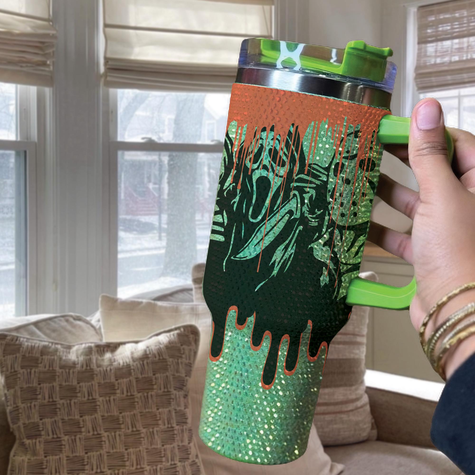 Halloween Horror Movie Characters Tumbler 40oz, Horror Bling Ghost 40oz Cup with Lid and Straw, Horror Friends Halloween Creepy Tumblers TUM2708