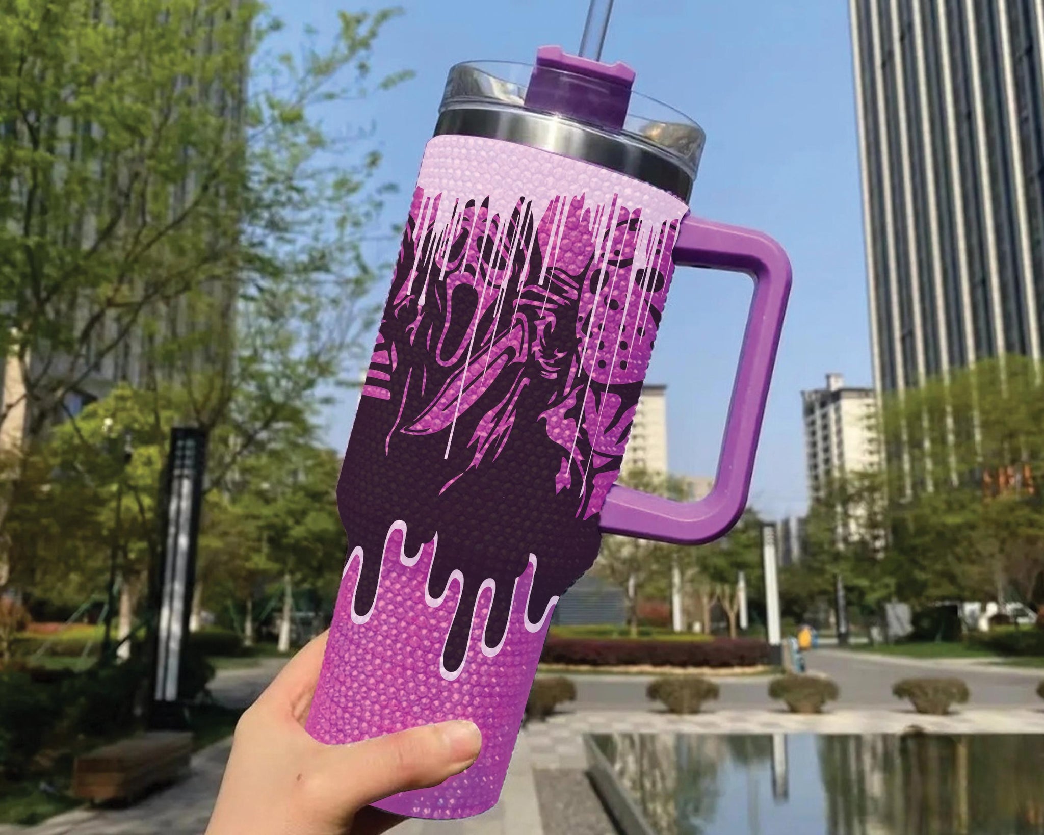 Halloween Horror Movie Characters Tumbler 40oz, Horror Bling Ghost 40oz Cup with Lid and Straw, Horror Friends Halloween Creepy Tumblers TUM2708