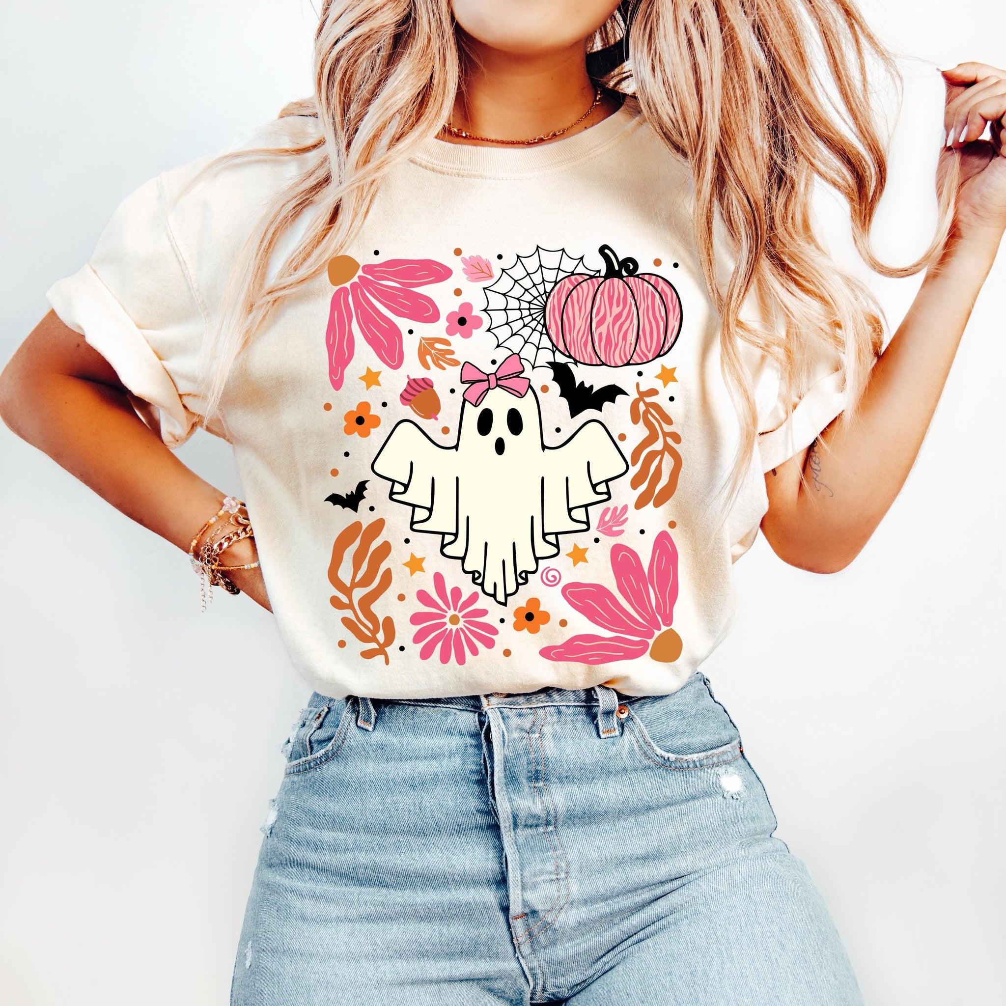 Halloween Pink Ghost Png, Leopard Pink Pumpkin Png, Boho Floral Fall Png, Halloween Png, Autumn Vibes Png, Spooky Season Png, Coquette Png SCU